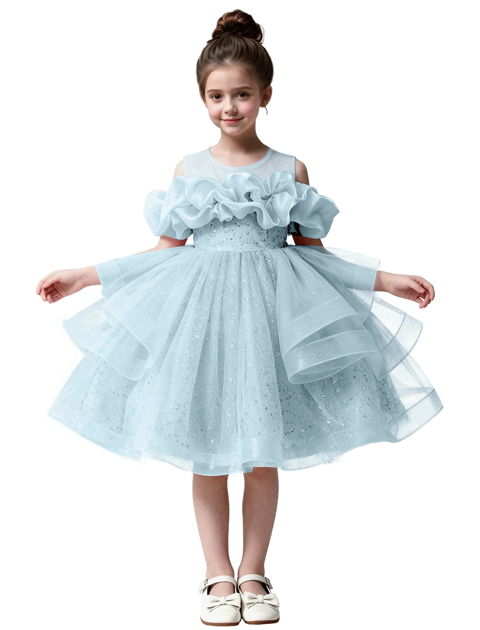 Sparkle Tulle Ruffle Flower Girl Dress