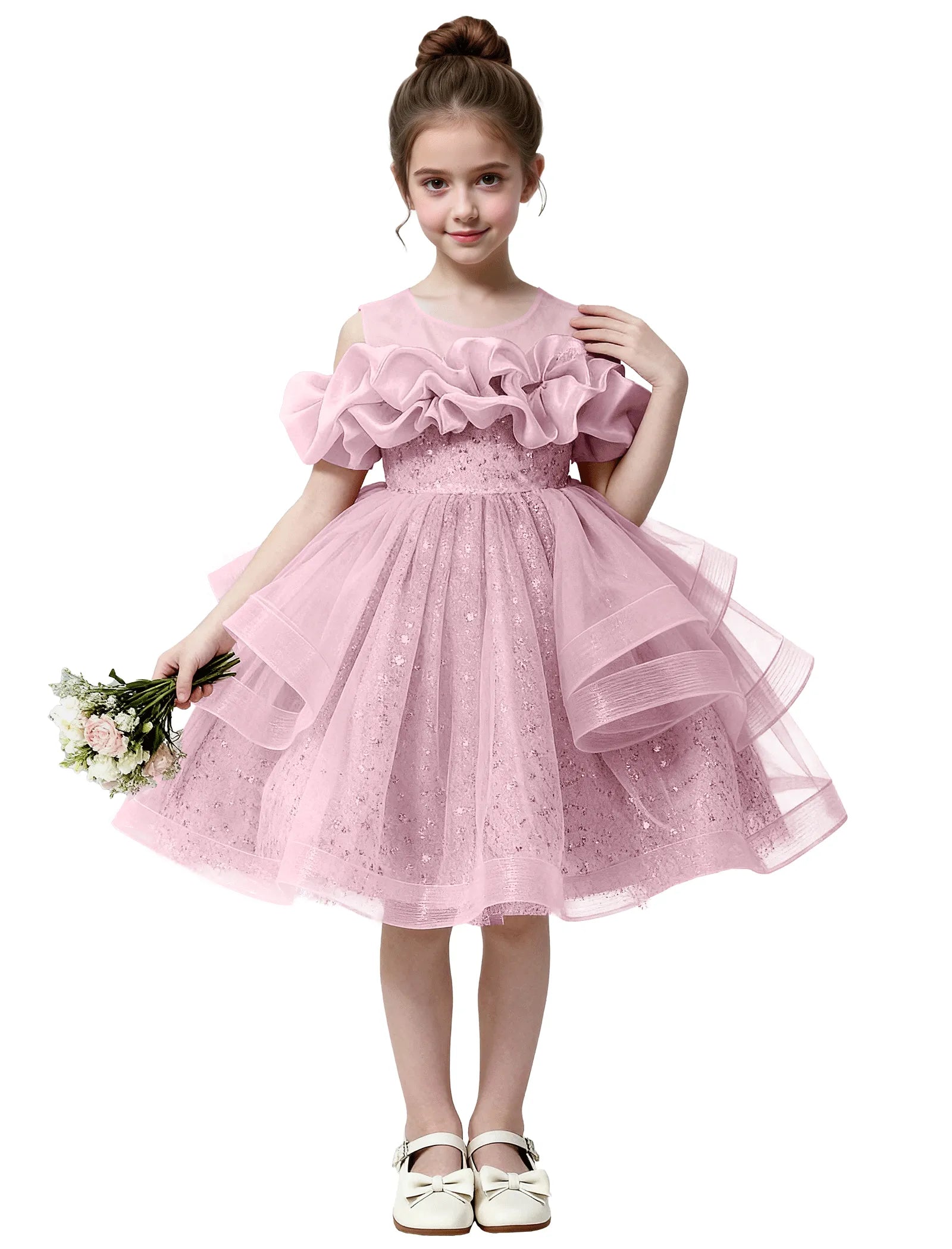 Sparkle Tulle Ruffle Flower Girl Dress