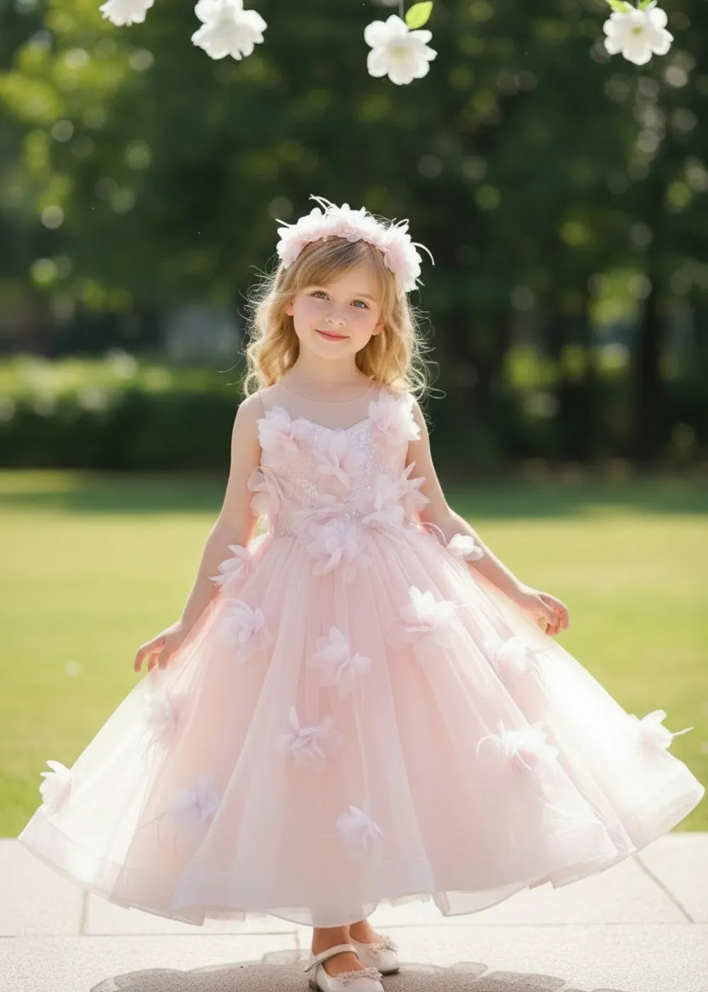 Vestido de princesa sin mangas de encaje