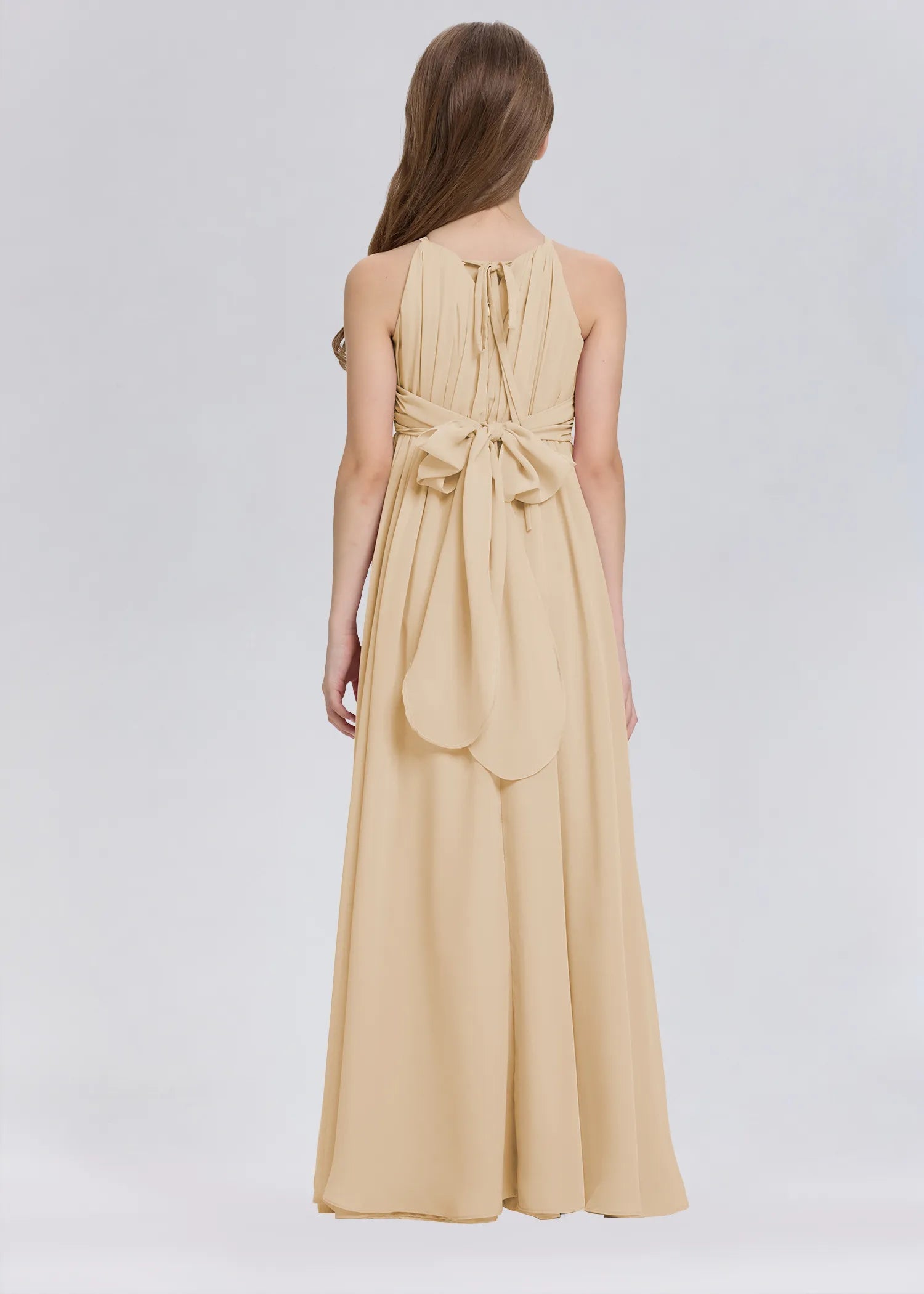 Stylish A-Line Halter Chiffon Flower Girl Dress-Neutral