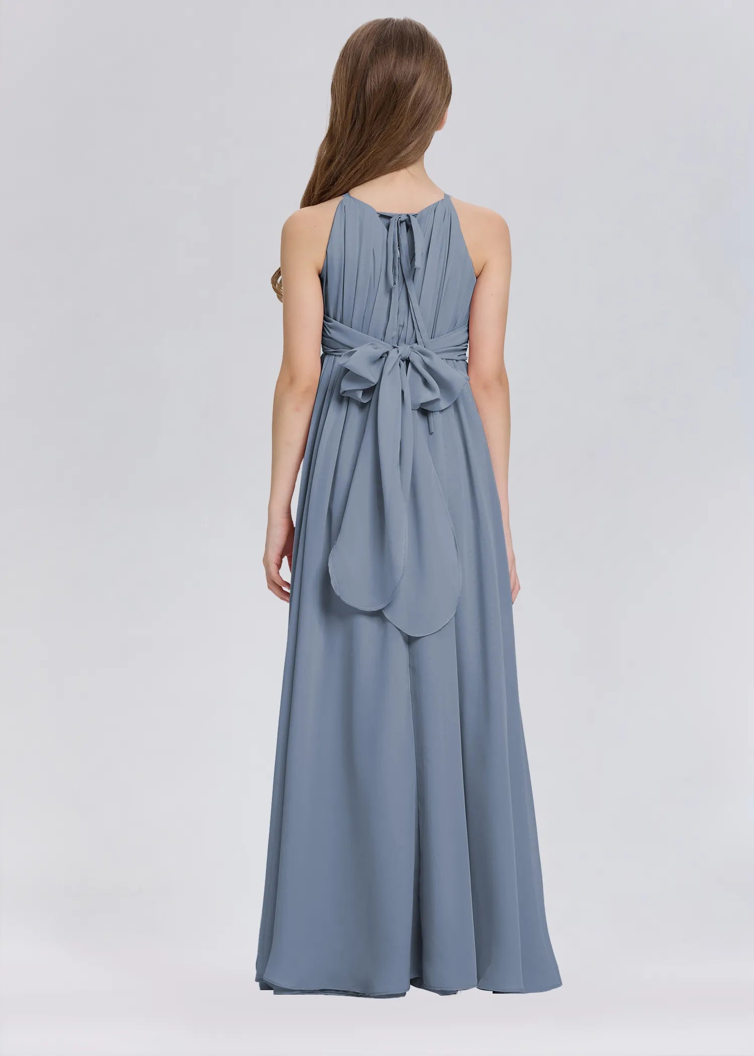 Stylish A-Line Halter Chiffon Flower Girl Dress-Blue