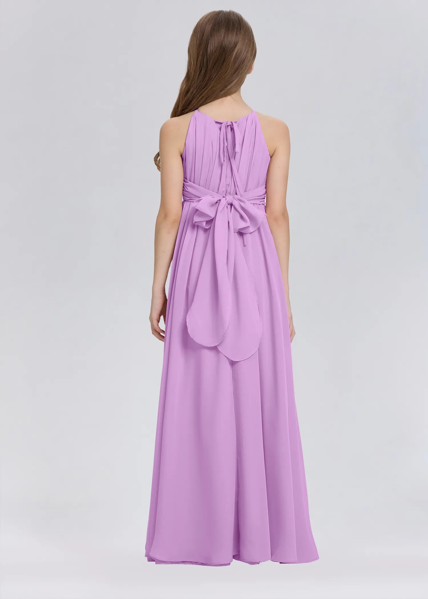 Stylish A-Line Halter Chiffon Flower Girl Dress-Purple