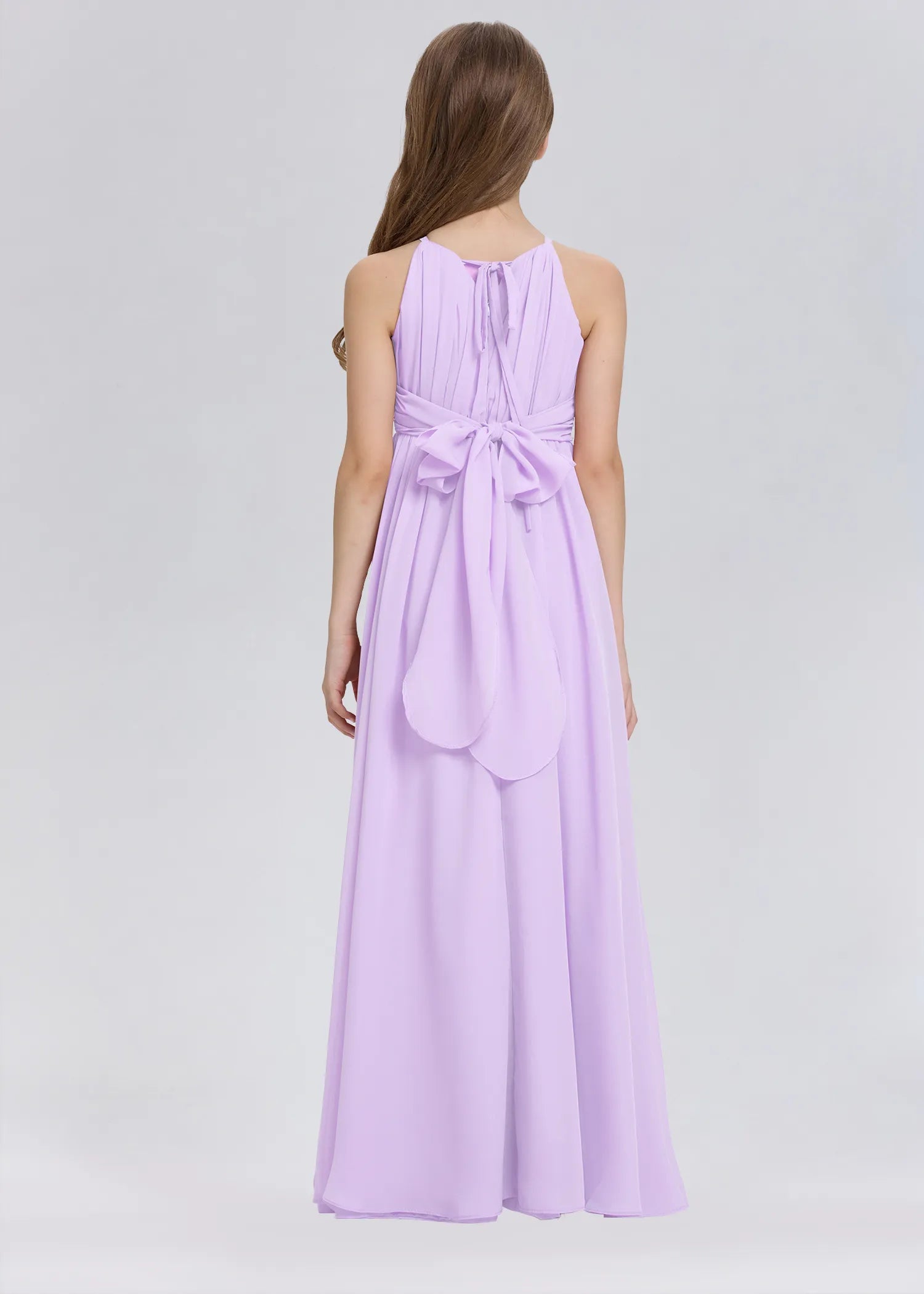 Stylish A-Line Halter Chiffon Flower Girl Dress-Purple