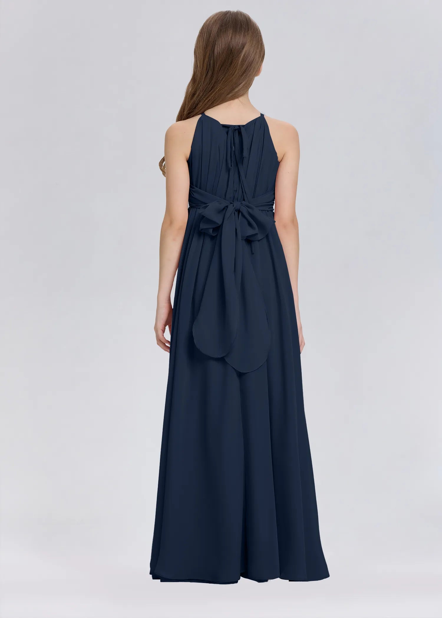 Stylish A-Line Halter Chiffon Flower Girl Dress-Blue