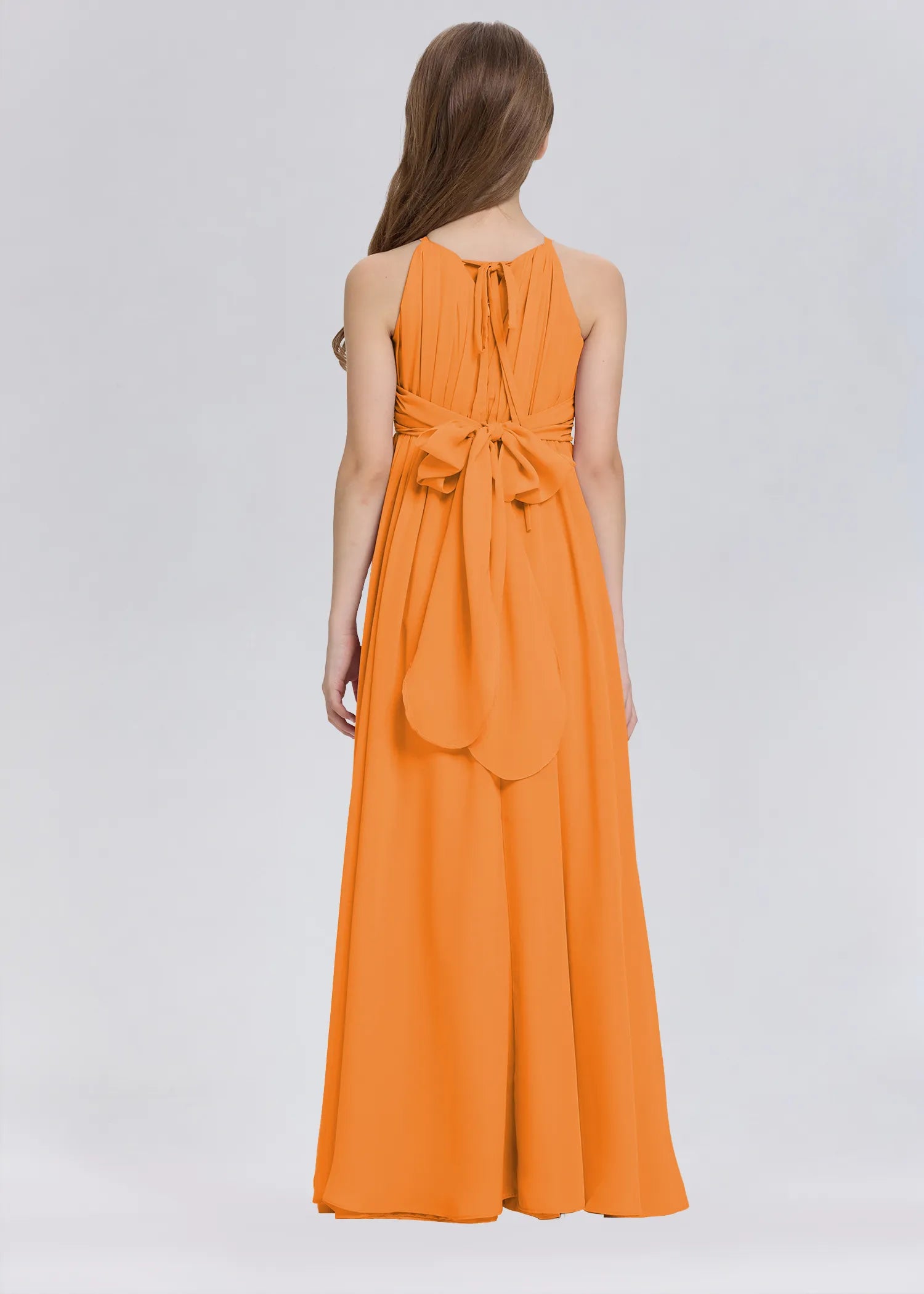 Stylish A-Line Halter Chiffon Flower Girl Dress-Orange
