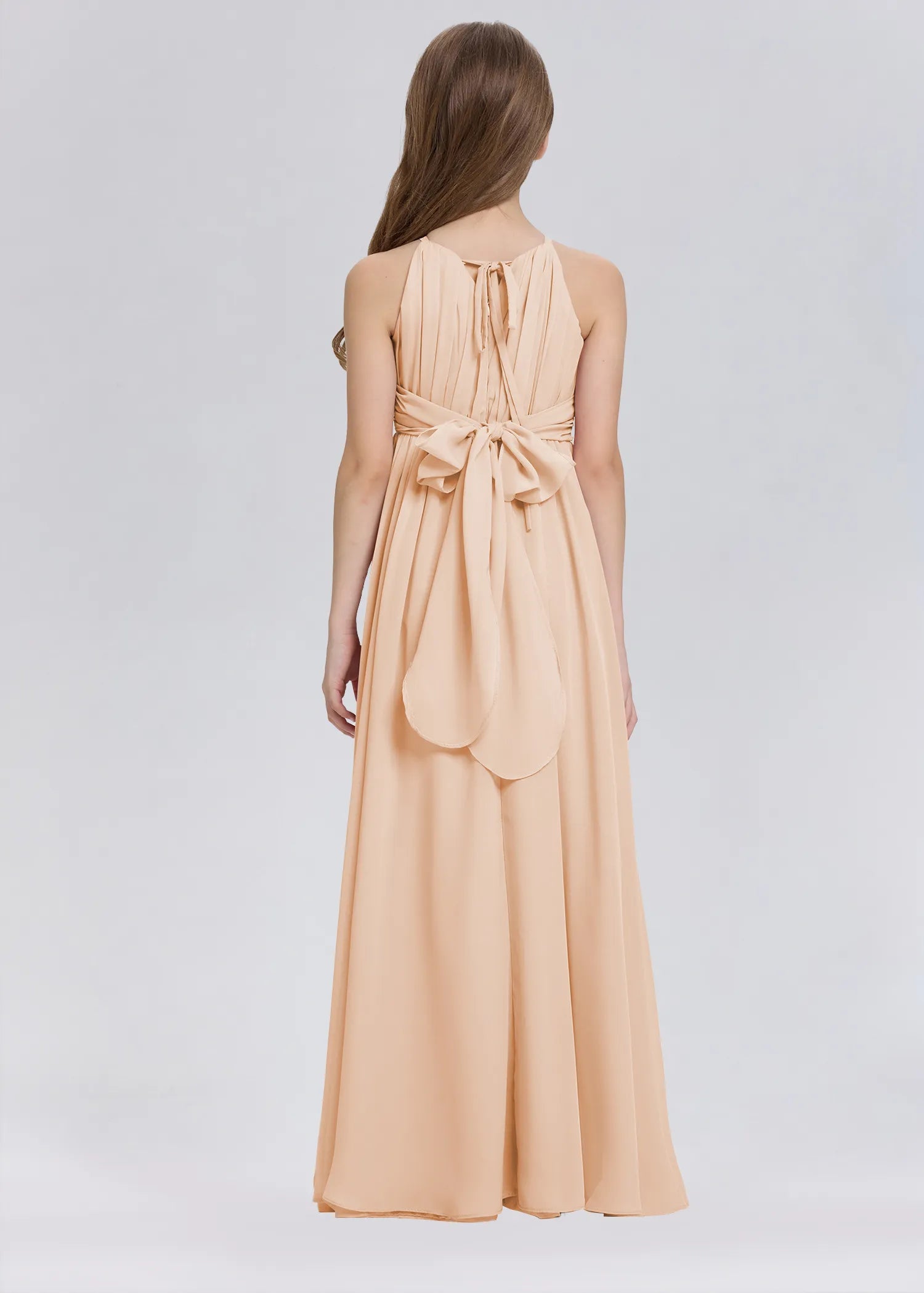 Stylish A-Line Halter Chiffon Flower Girl Dress-Orange