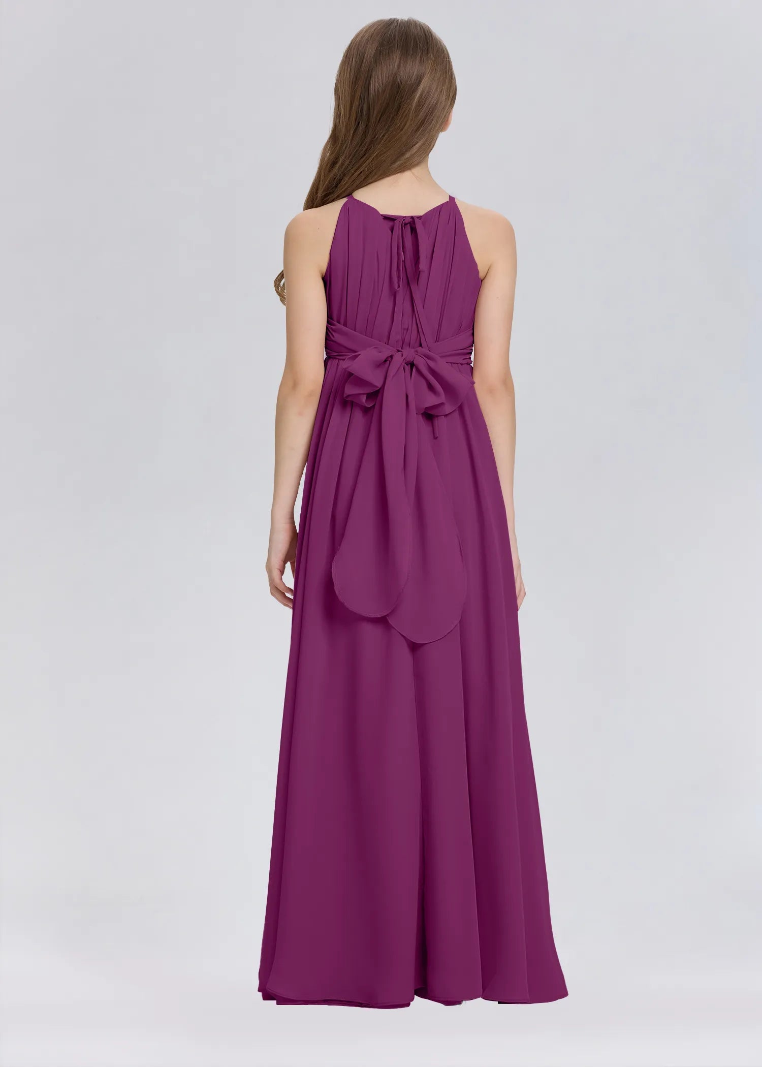Stylish A-Line Halter Chiffon Flower Girl Dress-Red