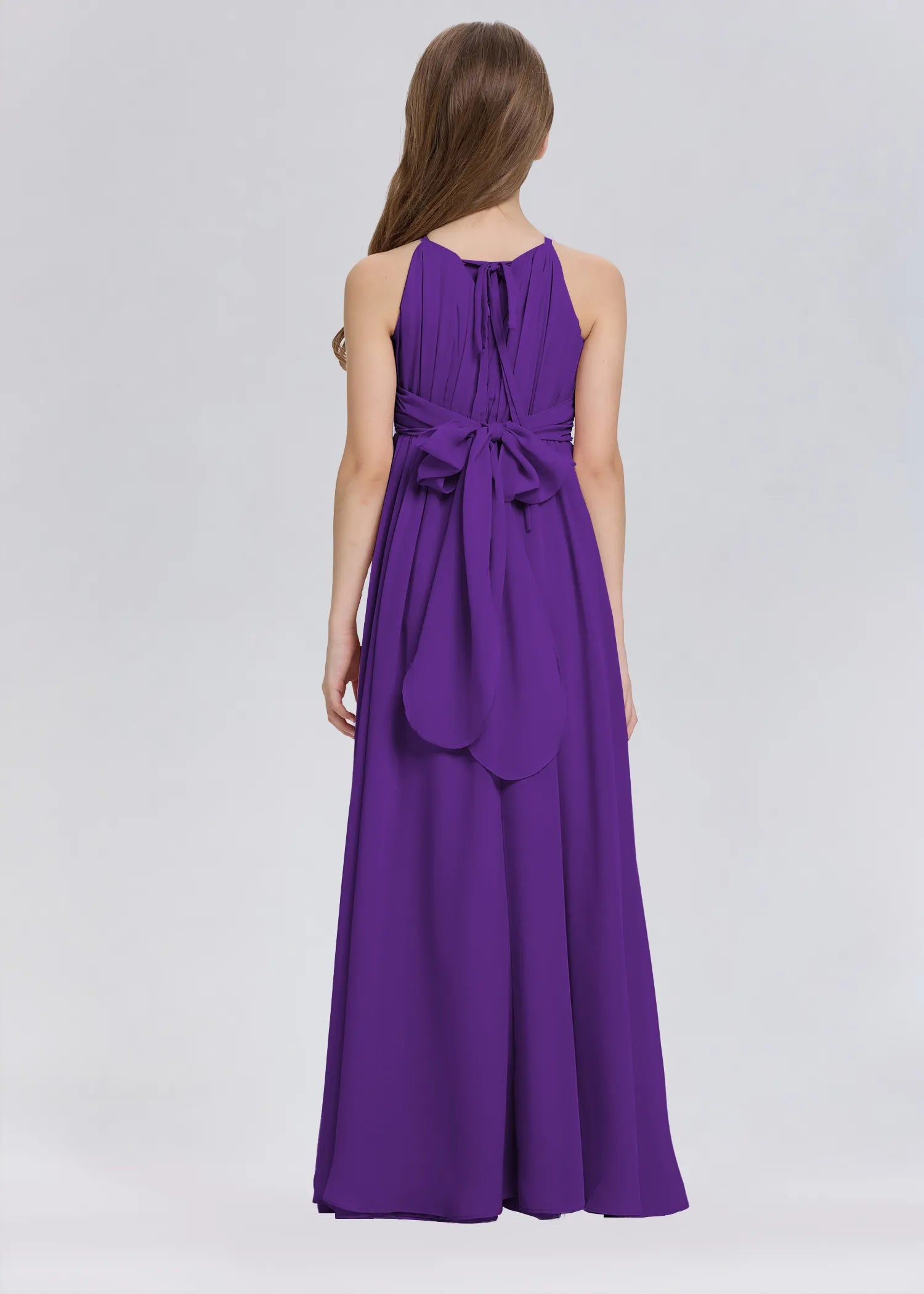 Stylish A-Line Halter Chiffon Flower Girl Dress-Purple