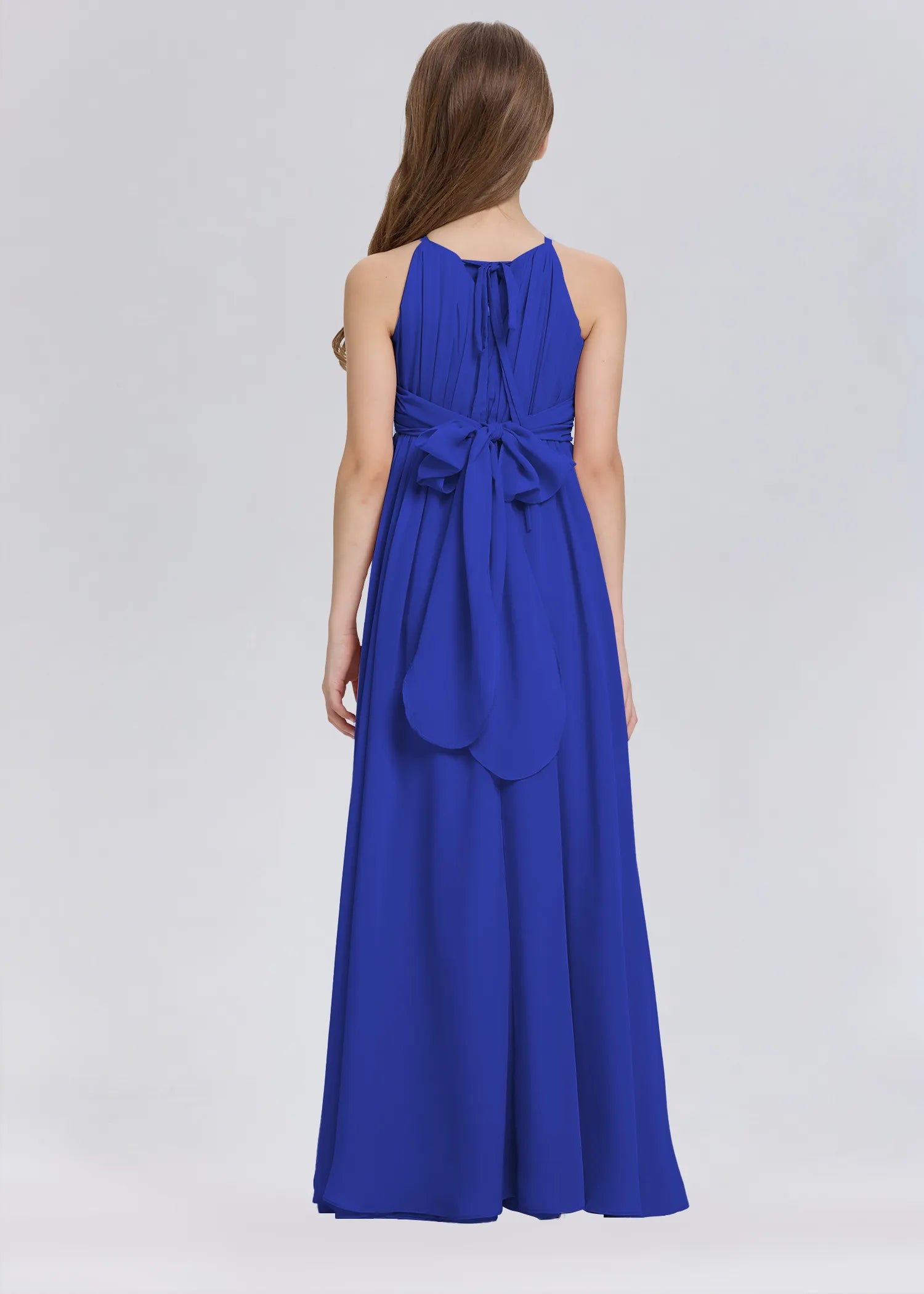Stylish A-Line Halter Chiffon Flower Girl Dress-Blue