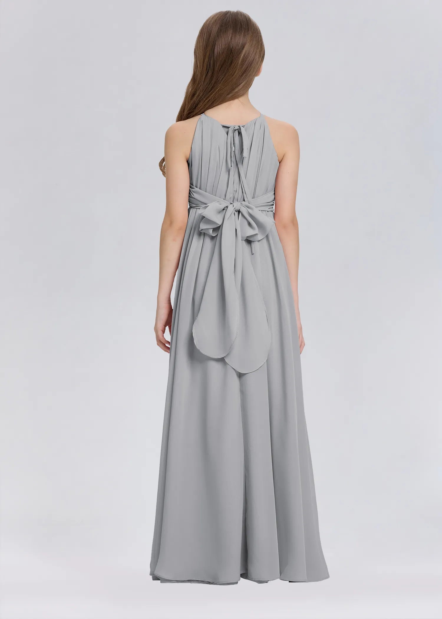 Stylish A-Line Halter Chiffon Flower Girl Dress-Neutral