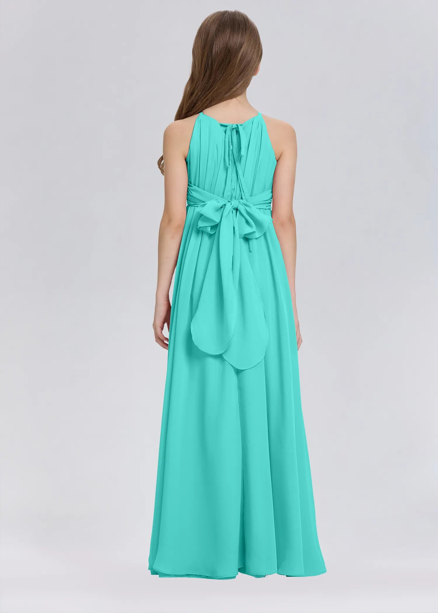 Stylish A-Line Halter Chiffon Flower Girl Dress-Green