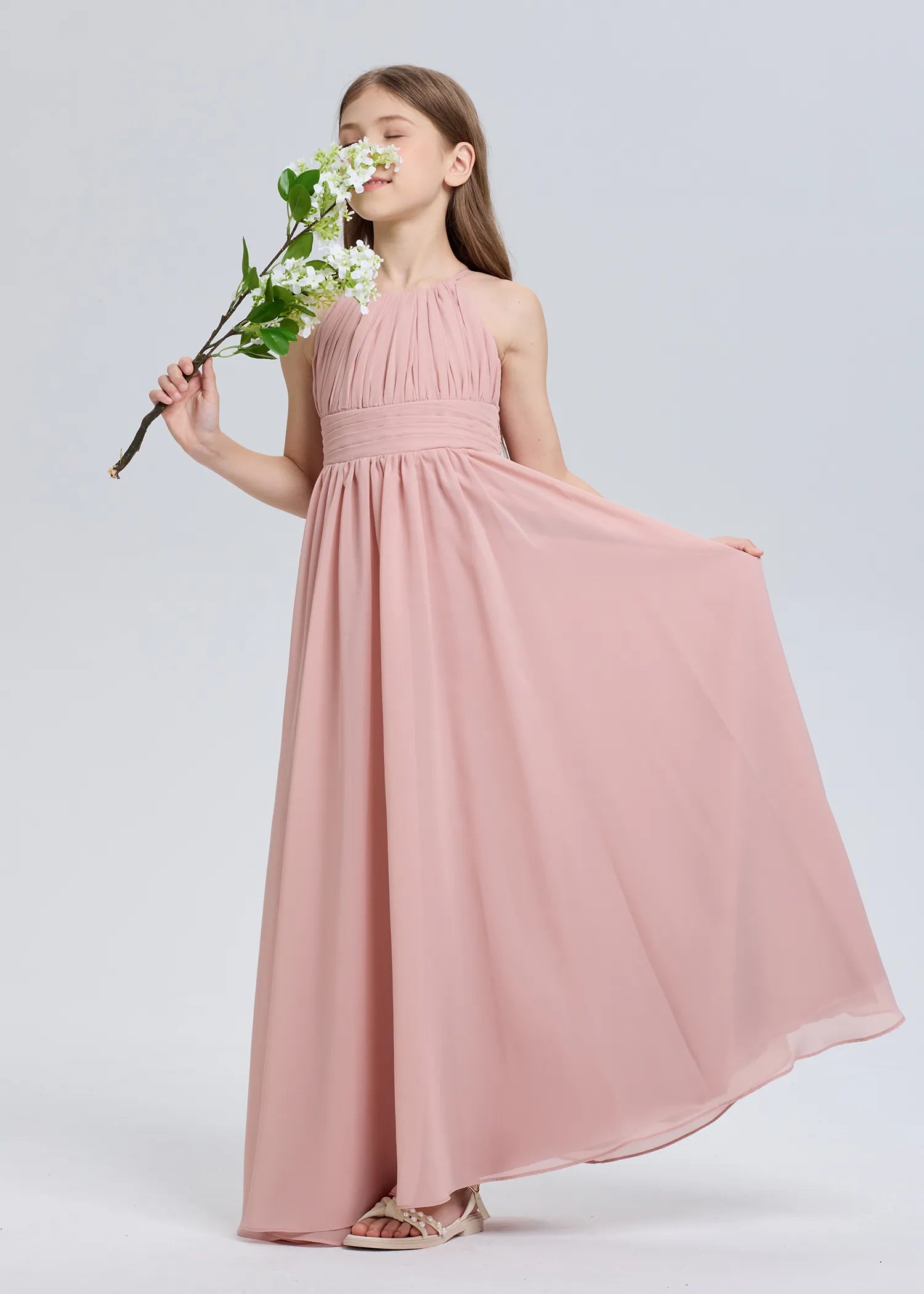 Stylish A-Line Halter Chiffon Flower Girl Dress