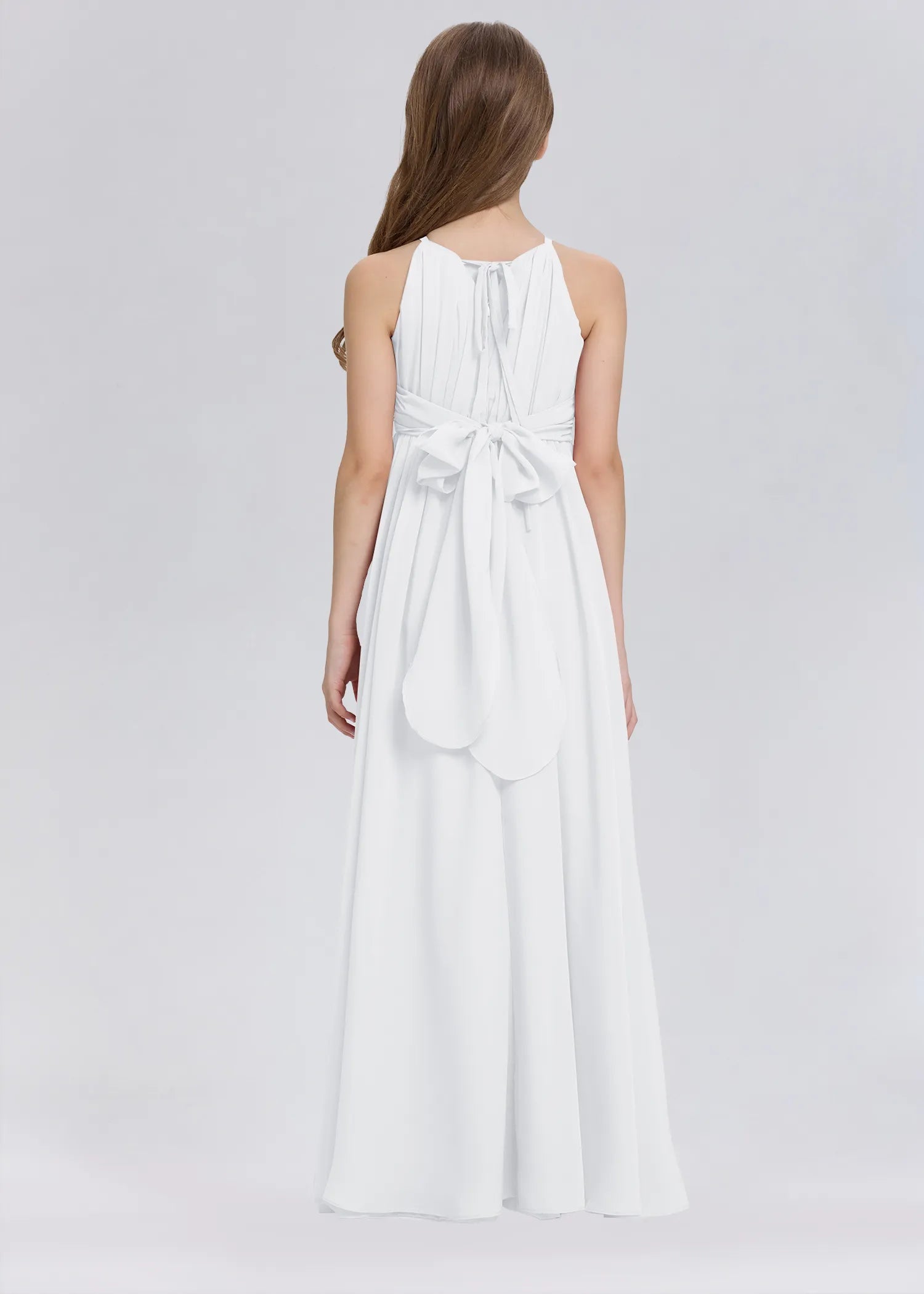 Stylish A-Line Halter Chiffon Flower Girl Dress-Neutral