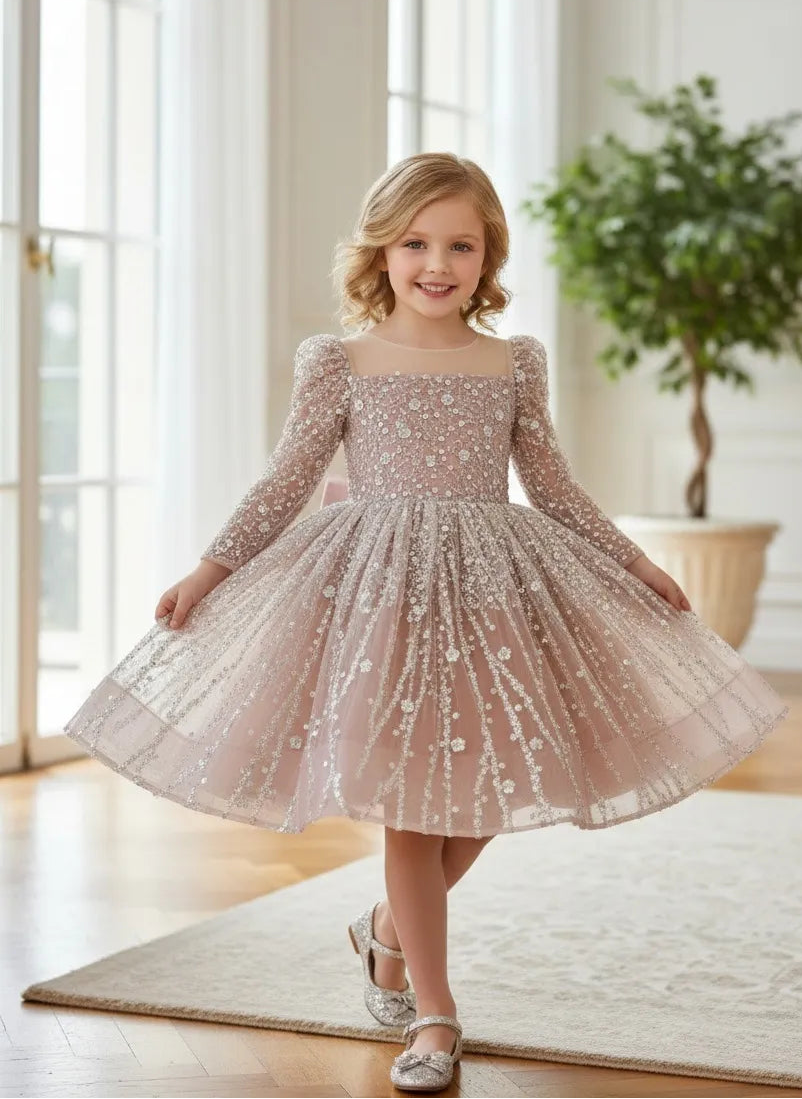 Elegant Bow Back Formal Girl Dress