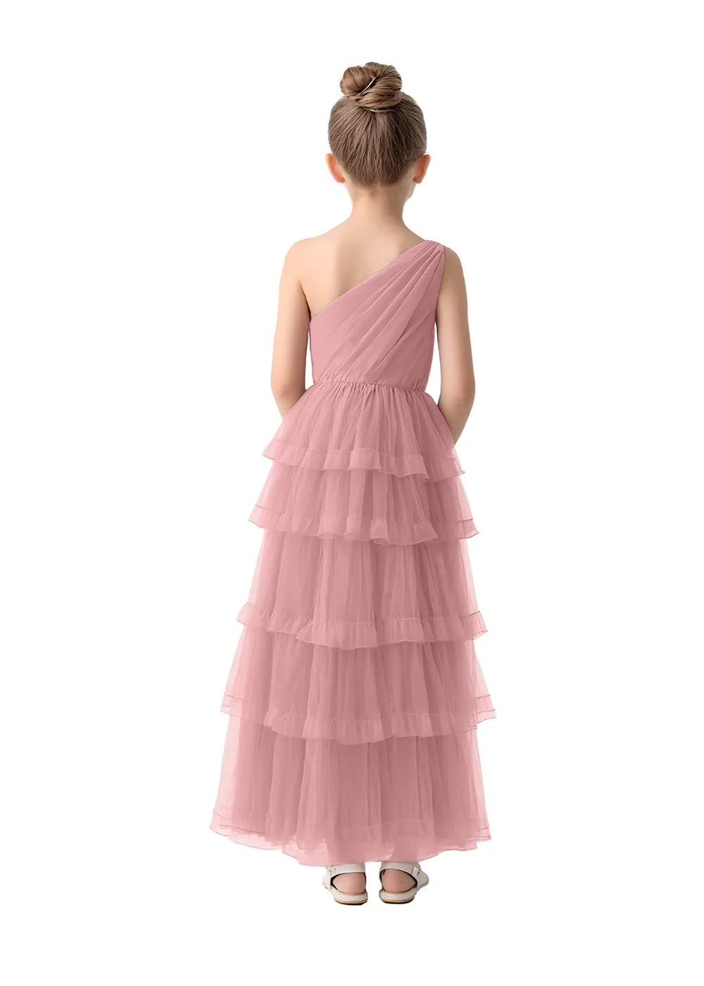 Aurora One-Shoulder Ruffle Layer Girl Dress