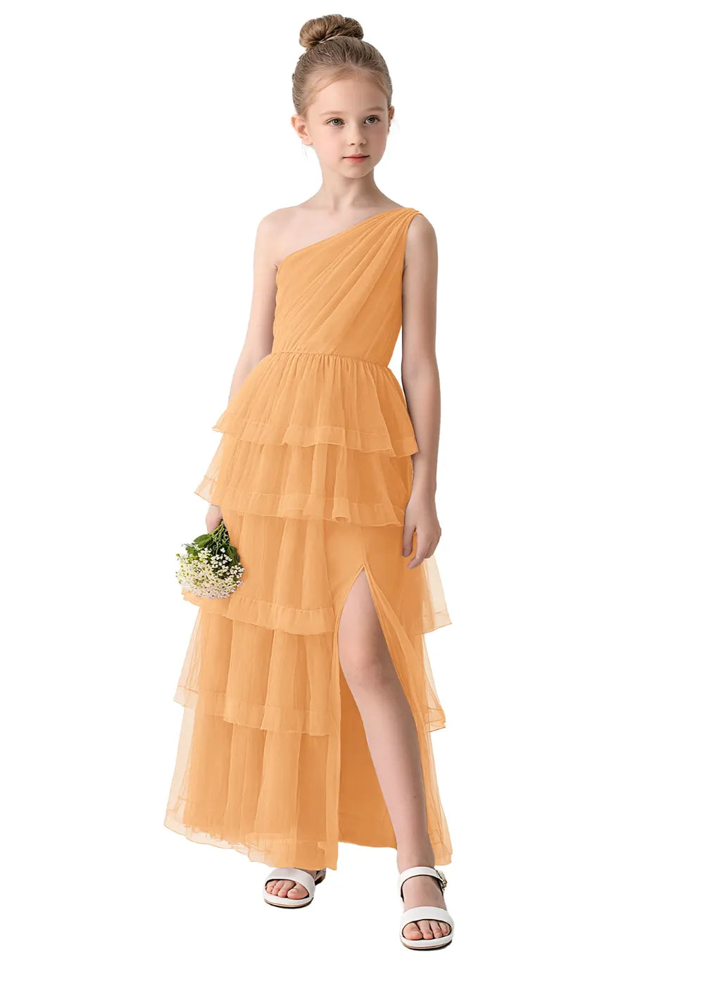 Aurora One-Shoulder Ruffle Layer Girl Dress