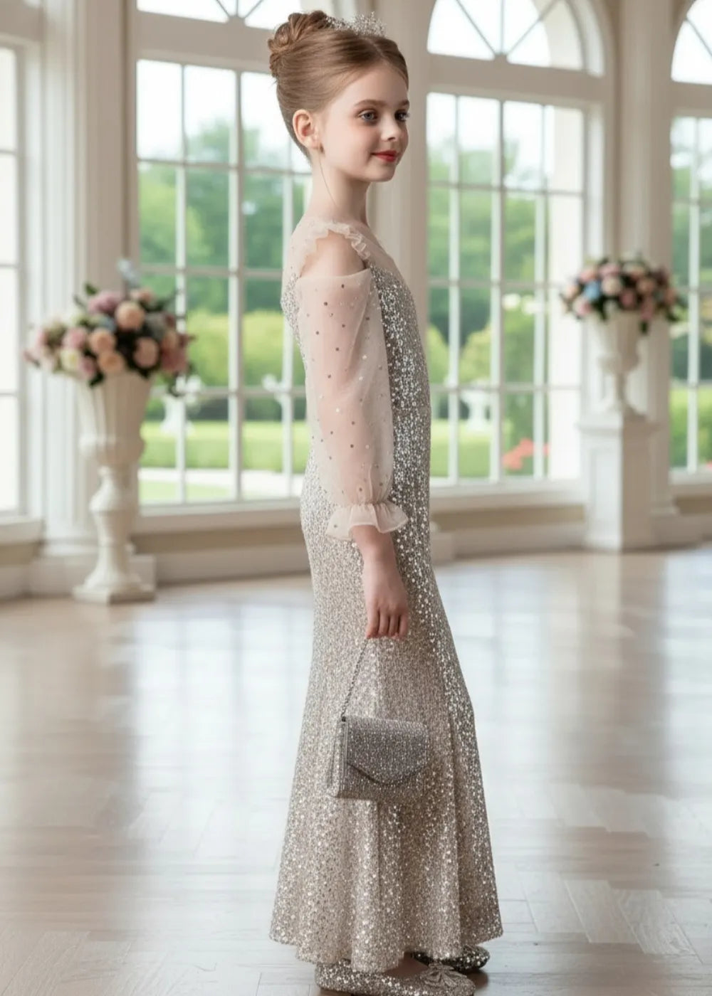 Vestido de princesa sin mangas de encaje