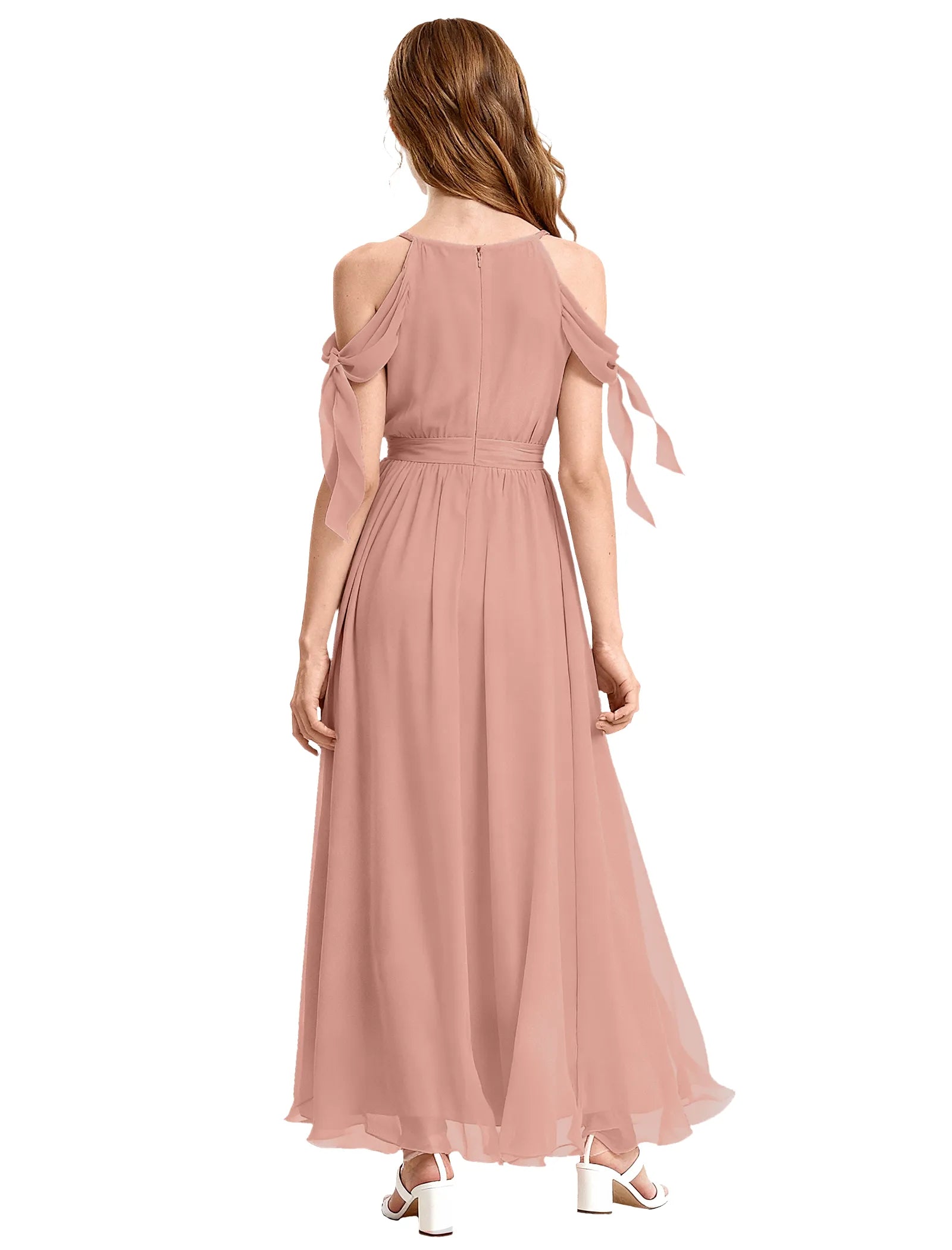 Girls Sleeveless Pageant Gown with Floaty Hem