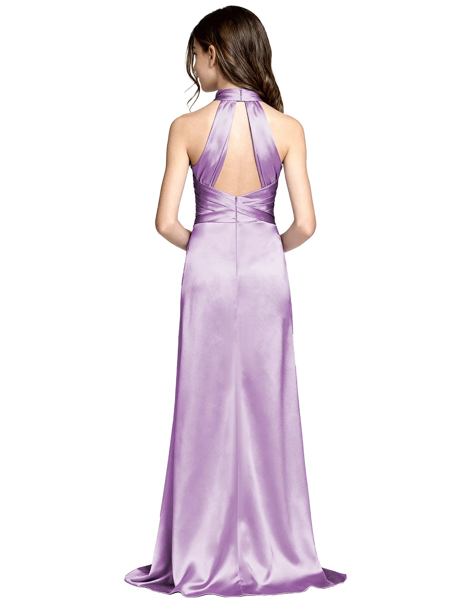 Girls Satin Halter Maxi Dress With Back Cutout