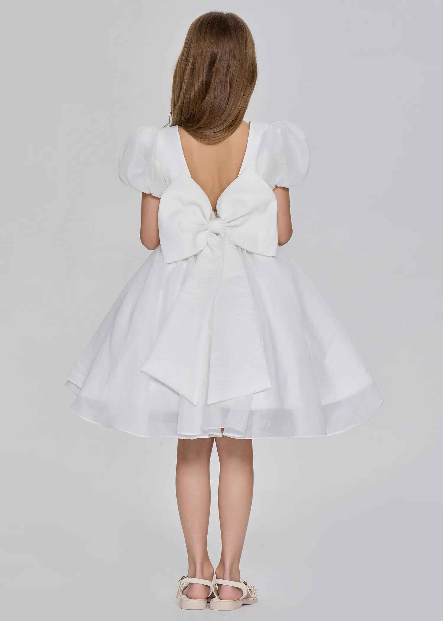 Puff Sleeve Princess Flower Girl Dress