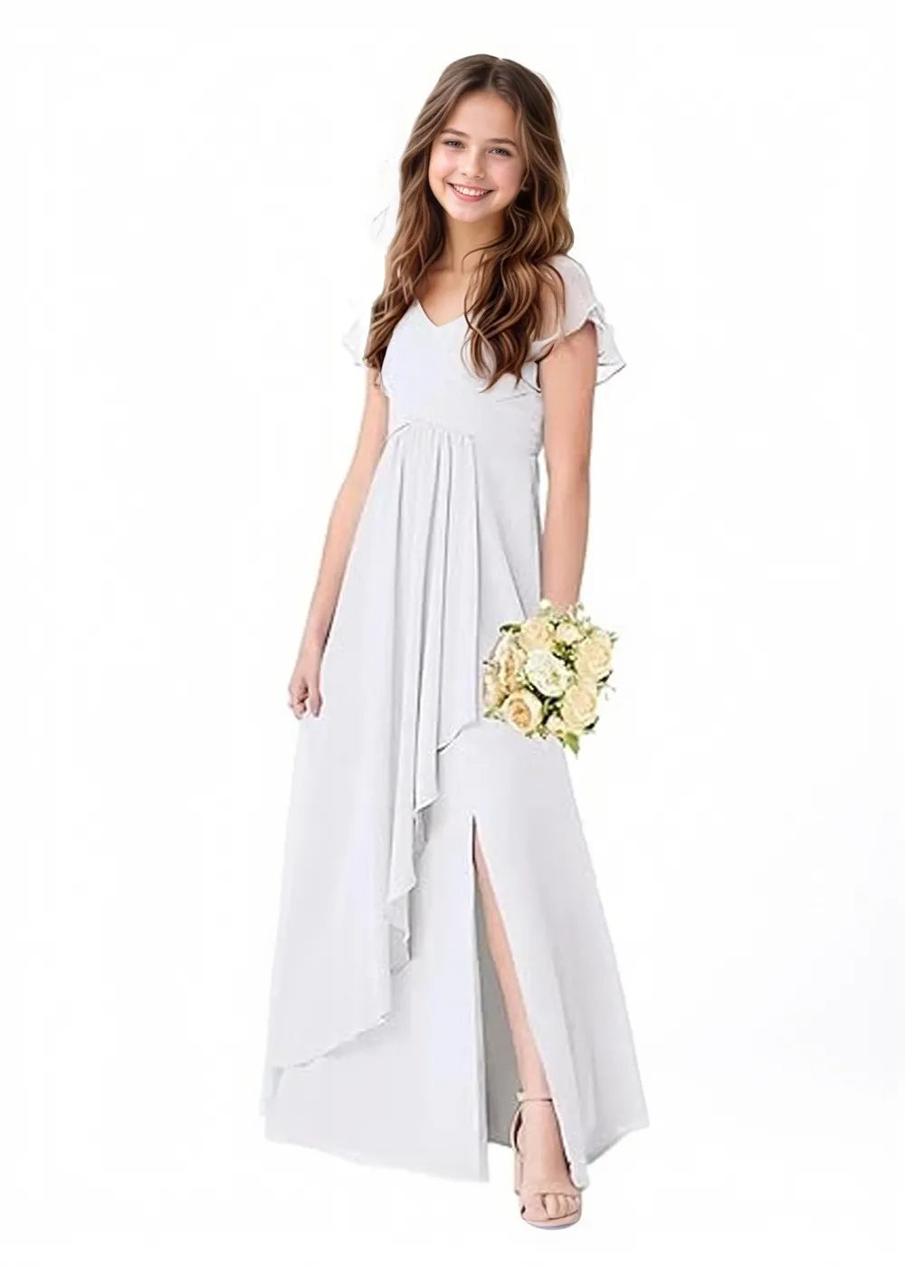 Flutter Sleeve Chiffon Maxi Dress