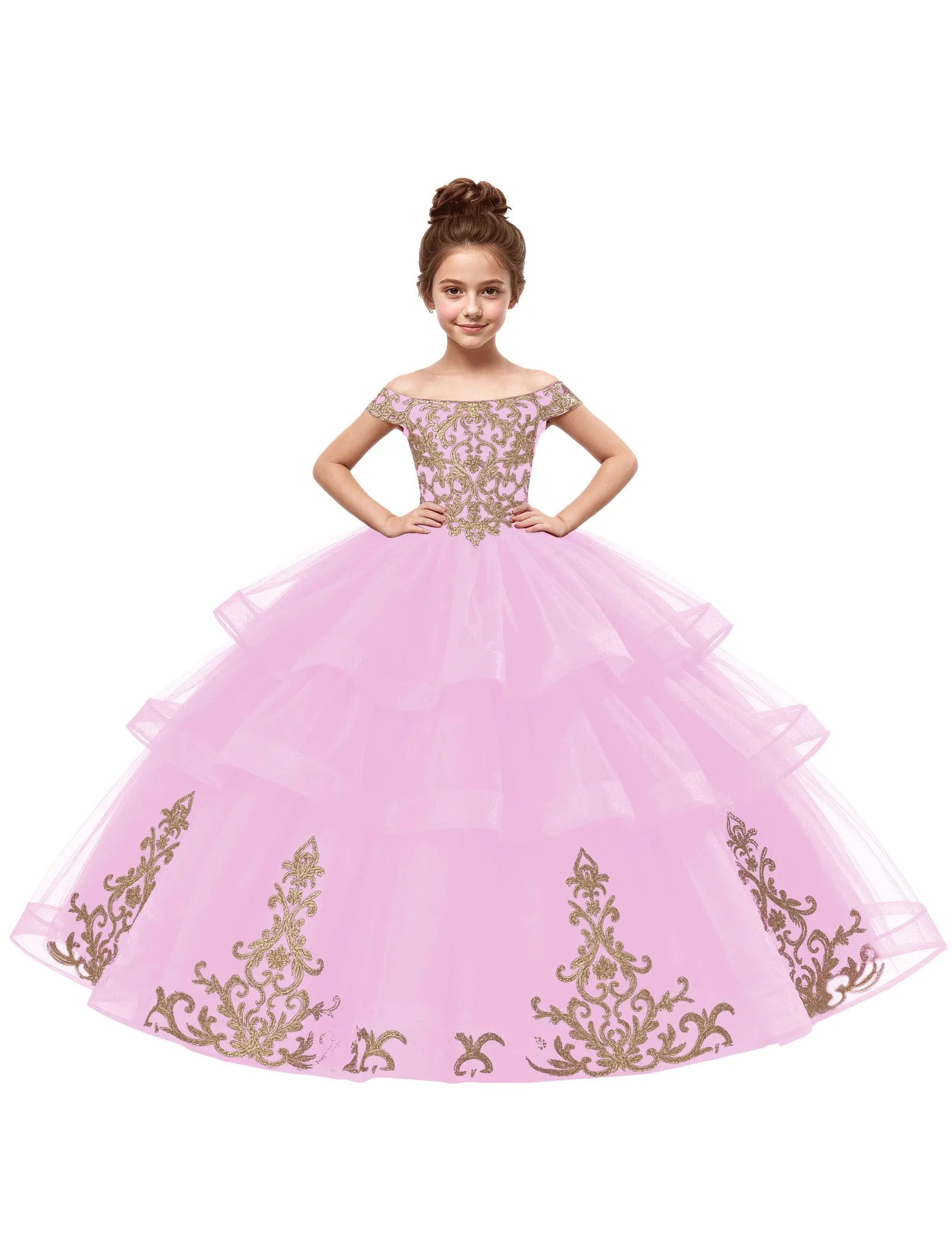 Royal Tulle Flower Girl Dress with Embroidery