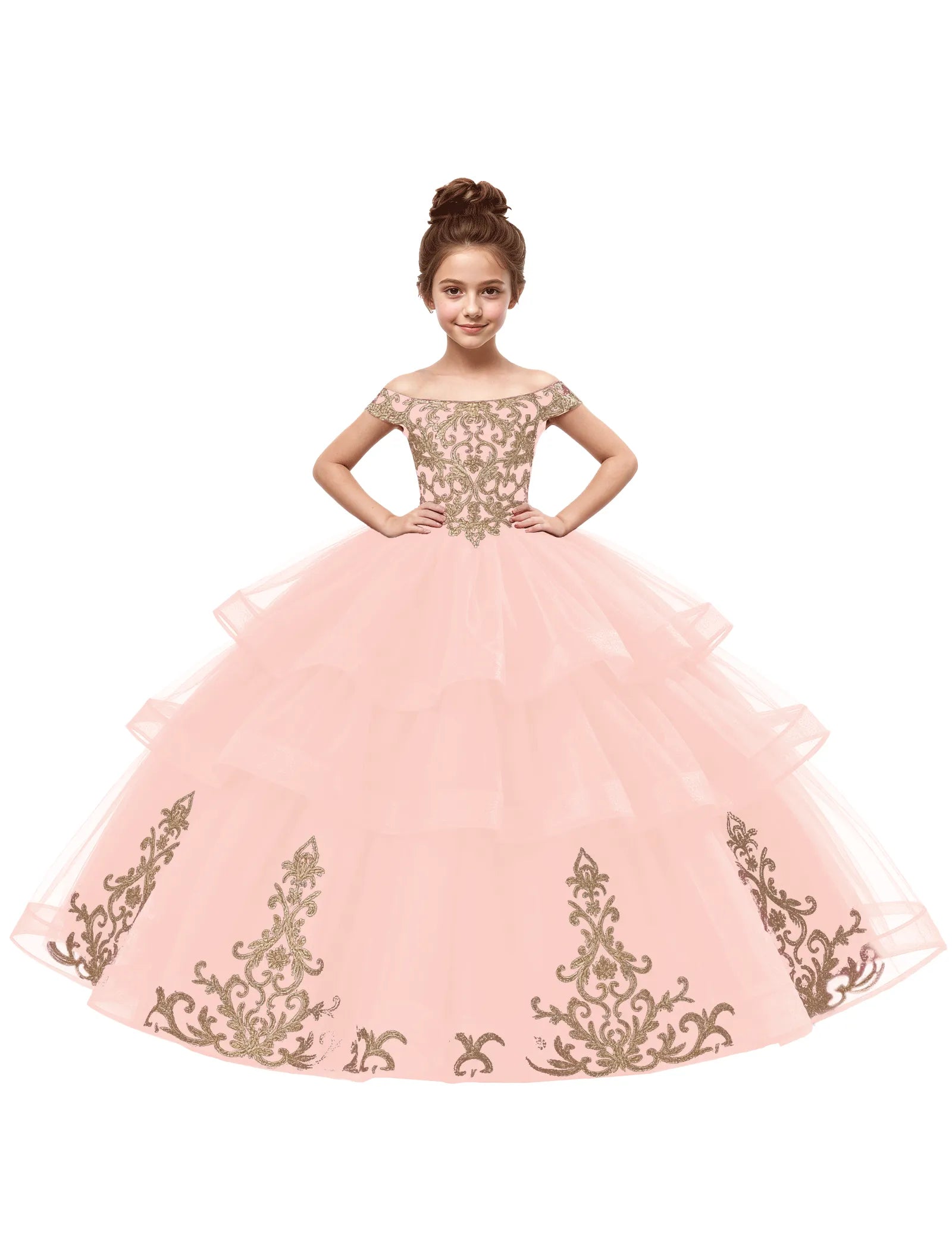 Royal Tulle Flower Girl Dress with Embroidery