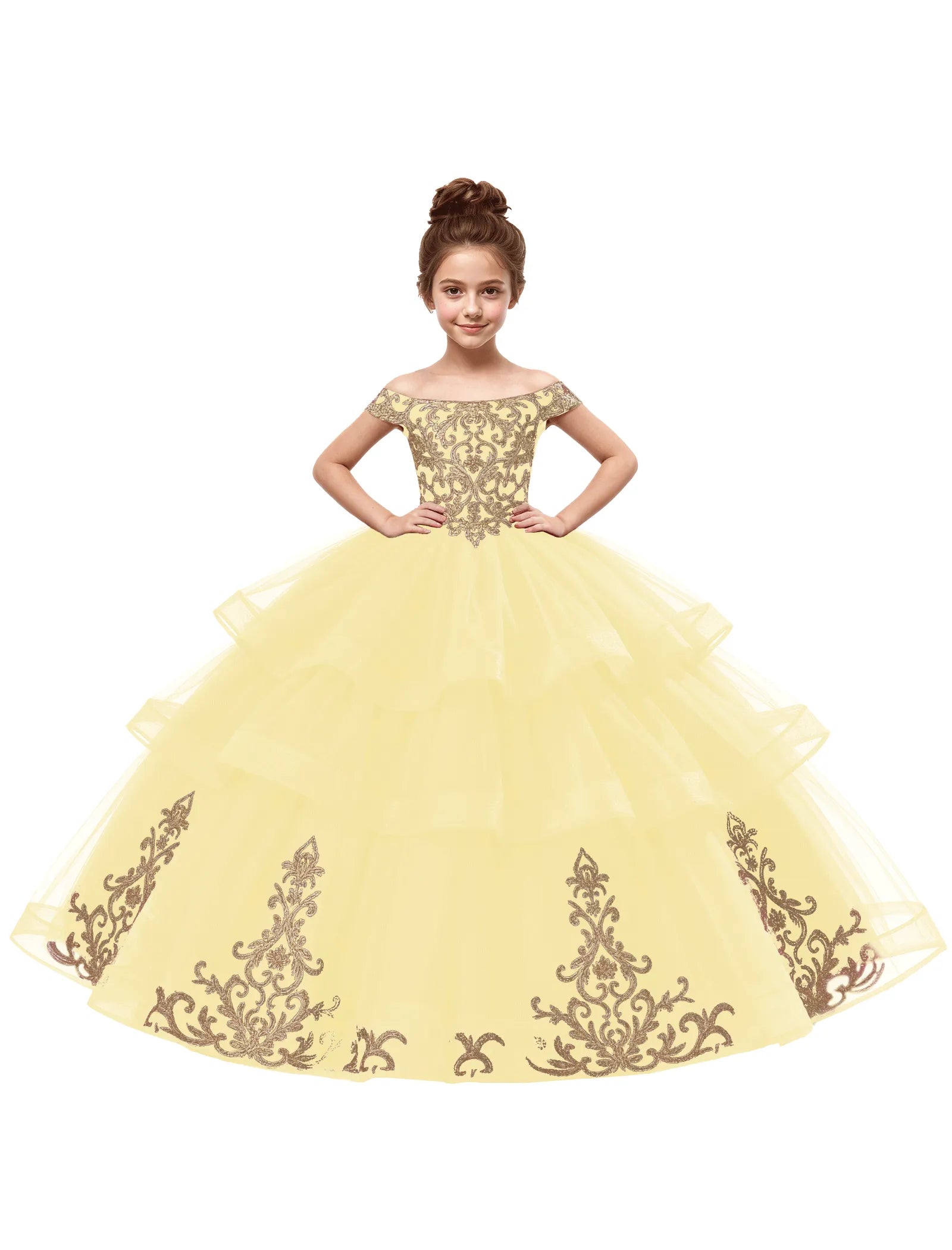 Royal Tulle Flower Girl Dress with Embroidery