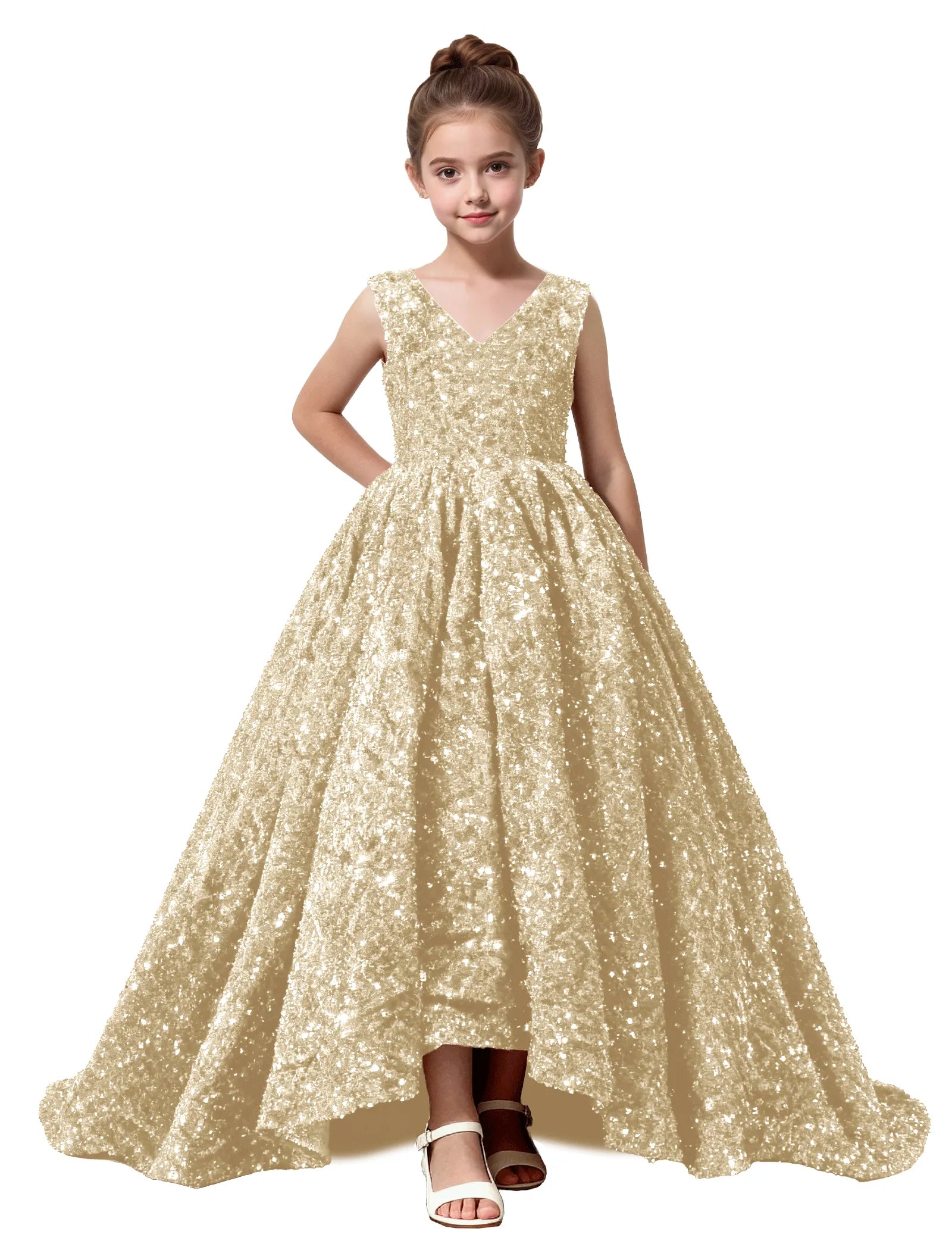 Velvet Sequin Ball Gown Dress