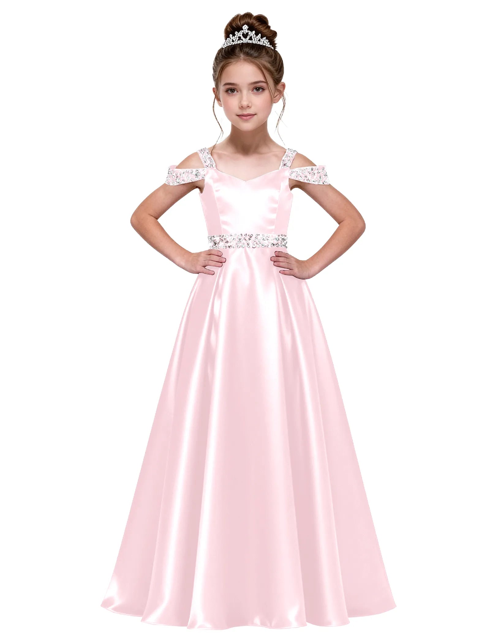Pearl Blossom Satin Junior Gown