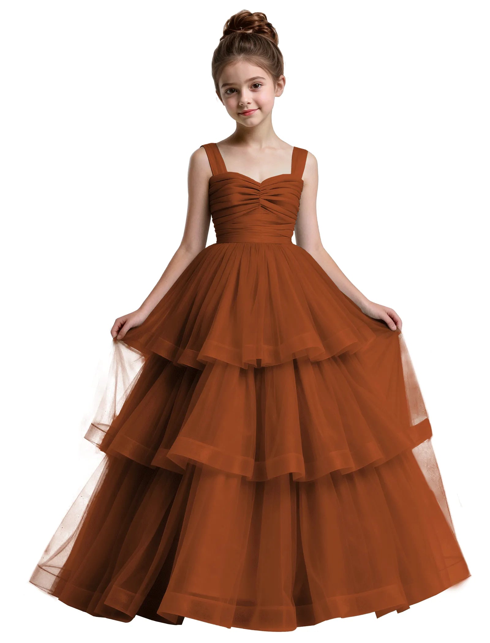 Layered Tulle Princess Ball Gown With Bow Back