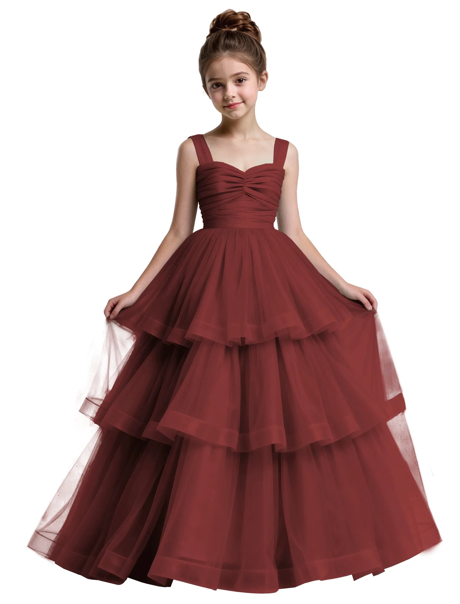 Layered Tulle Princess Ball Gown With Bow Back