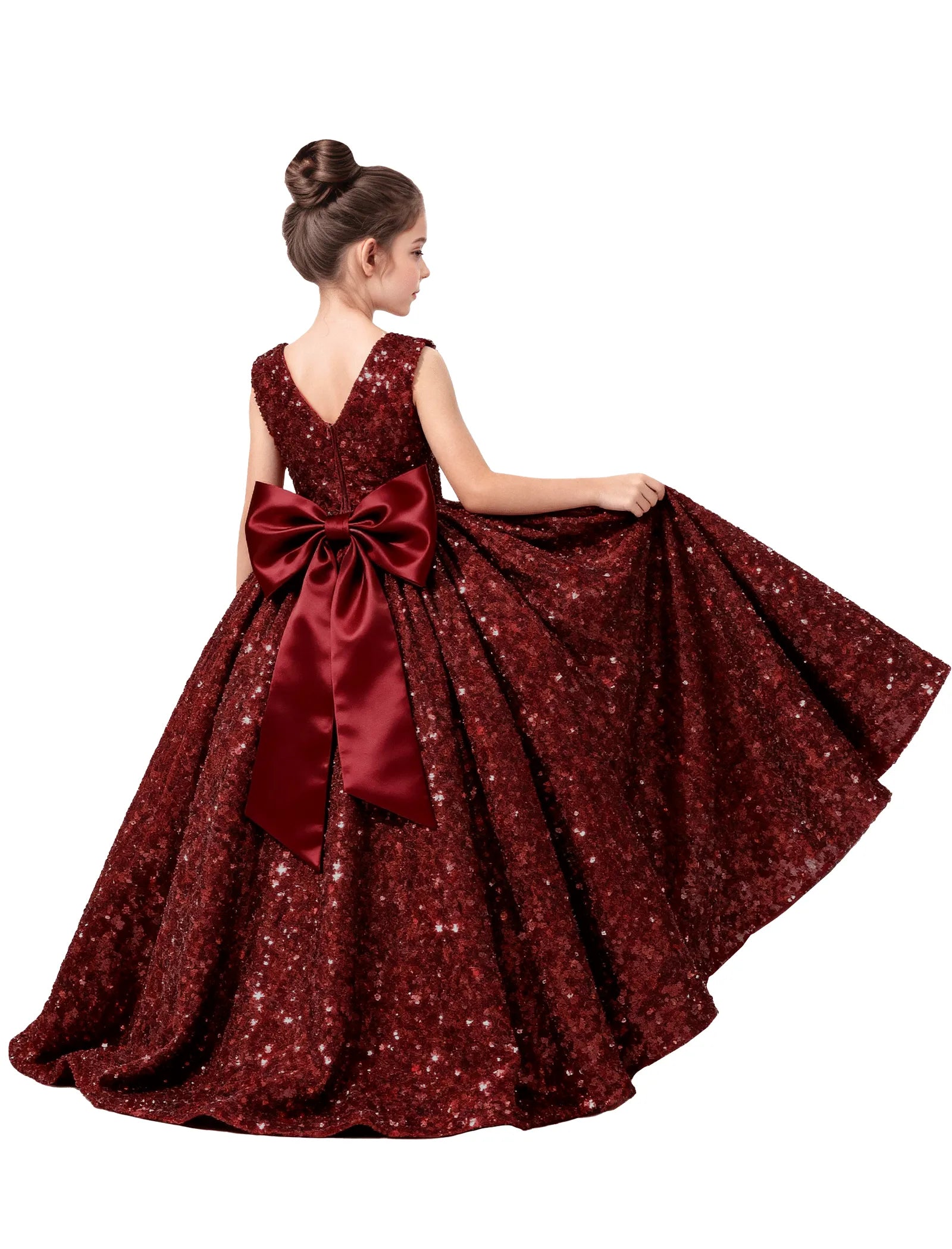 Velvet Sequin Ball Gown Dress