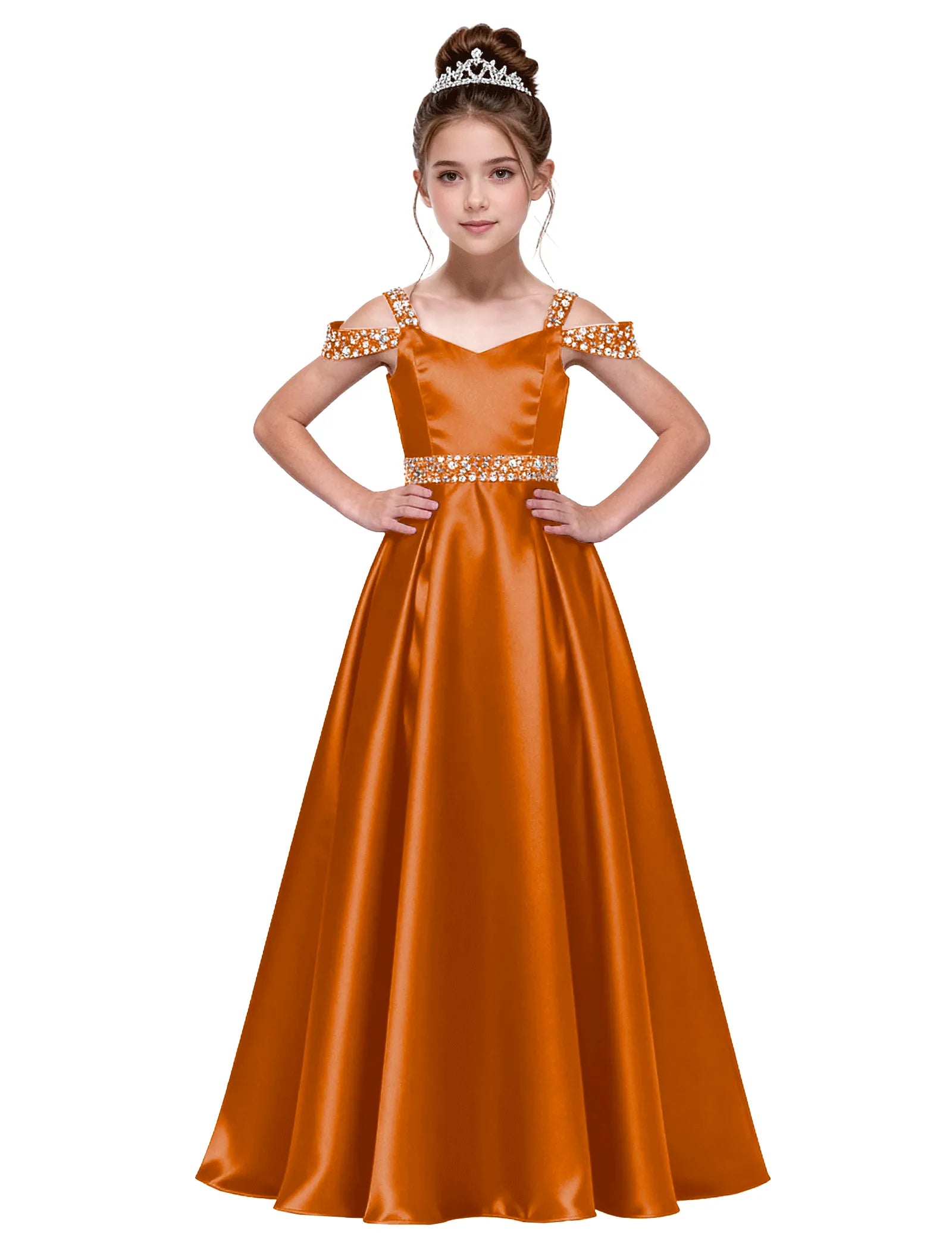 Pearl Blossom Satin Junior Gown