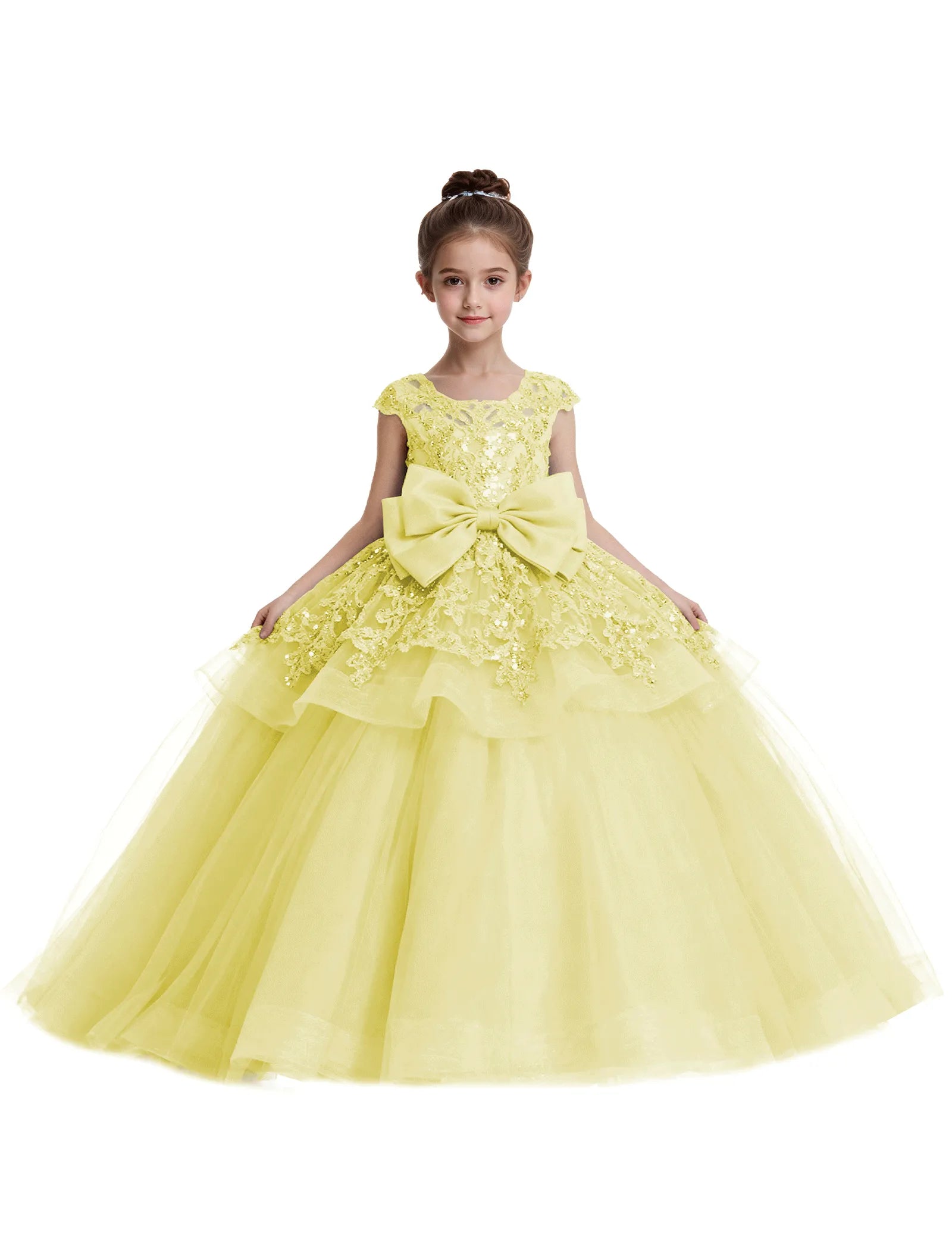 Lace Tulle Flower Girl Dress with Big Bow
