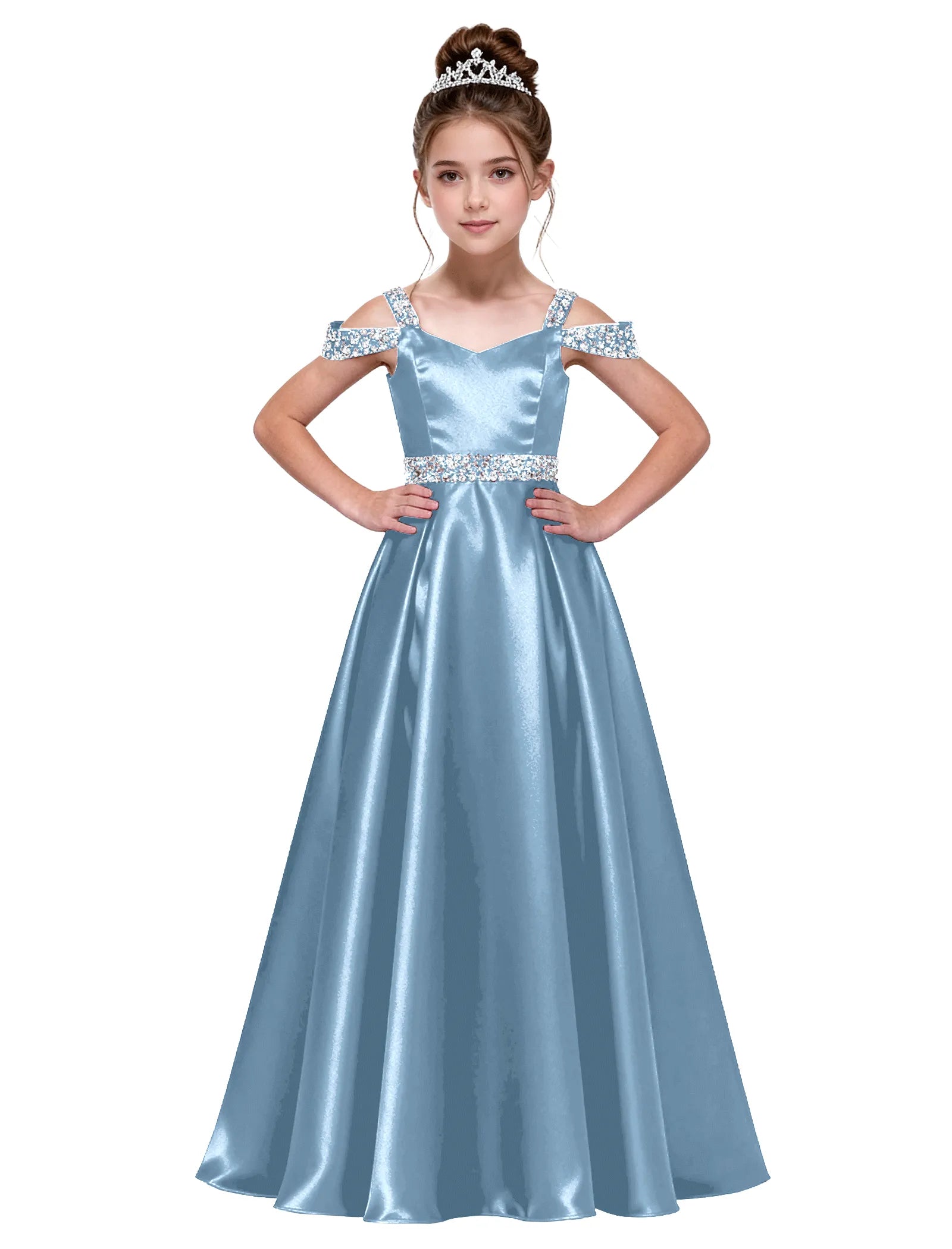 Pearl Blossom Satin Junior Gown