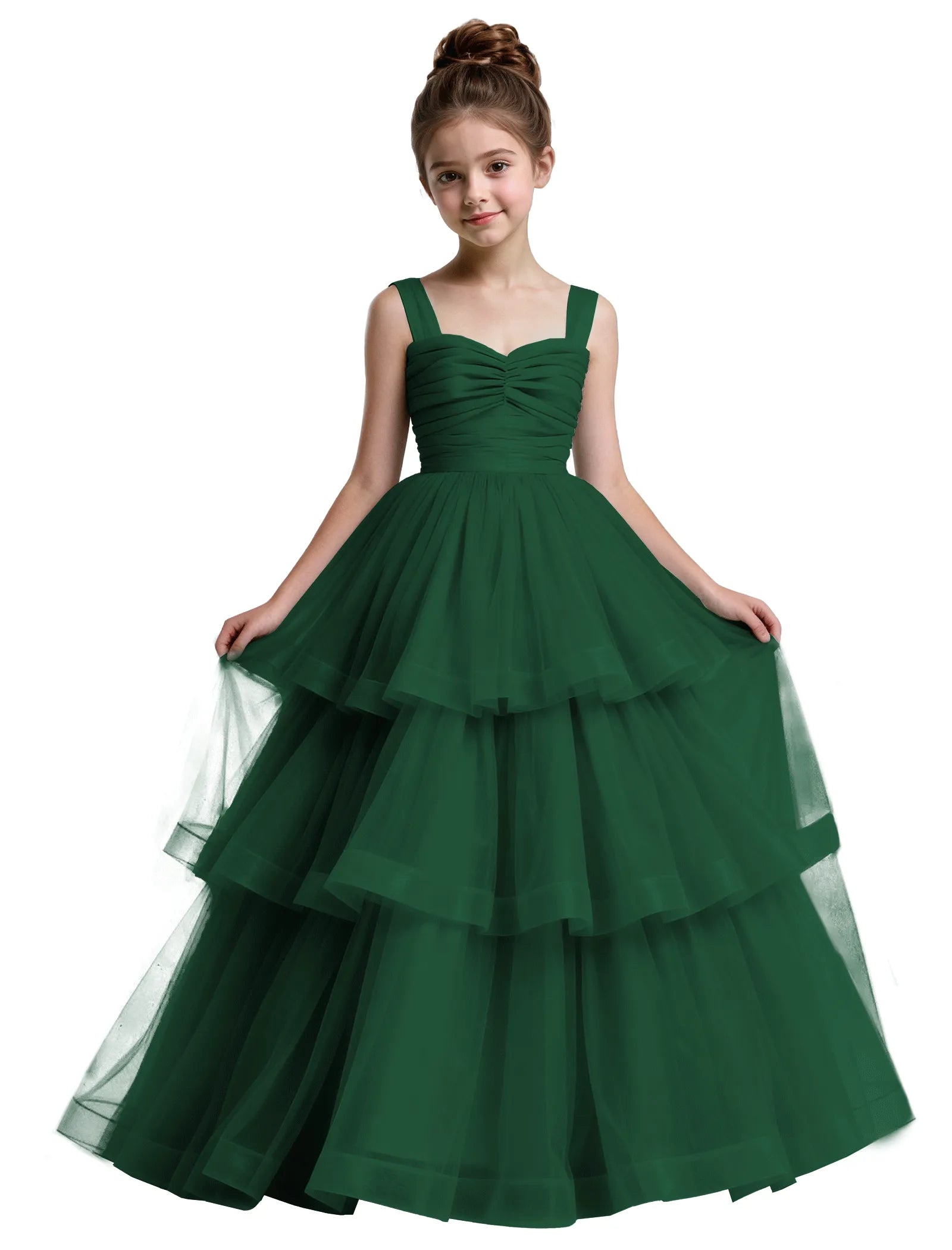 Layered Tulle Princess Ball Gown With Bow Back