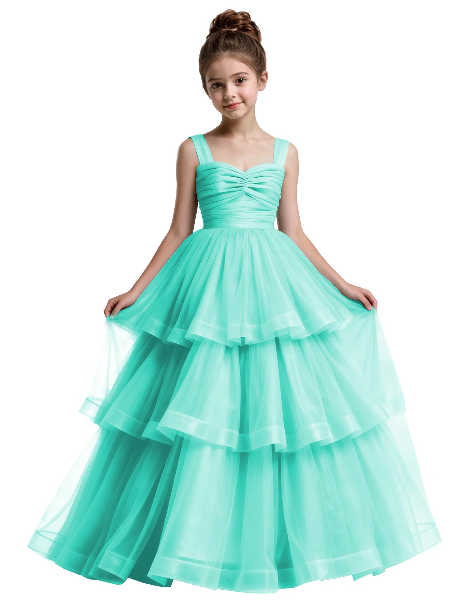 Layered Tulle Princess Ball Gown With Bow Back