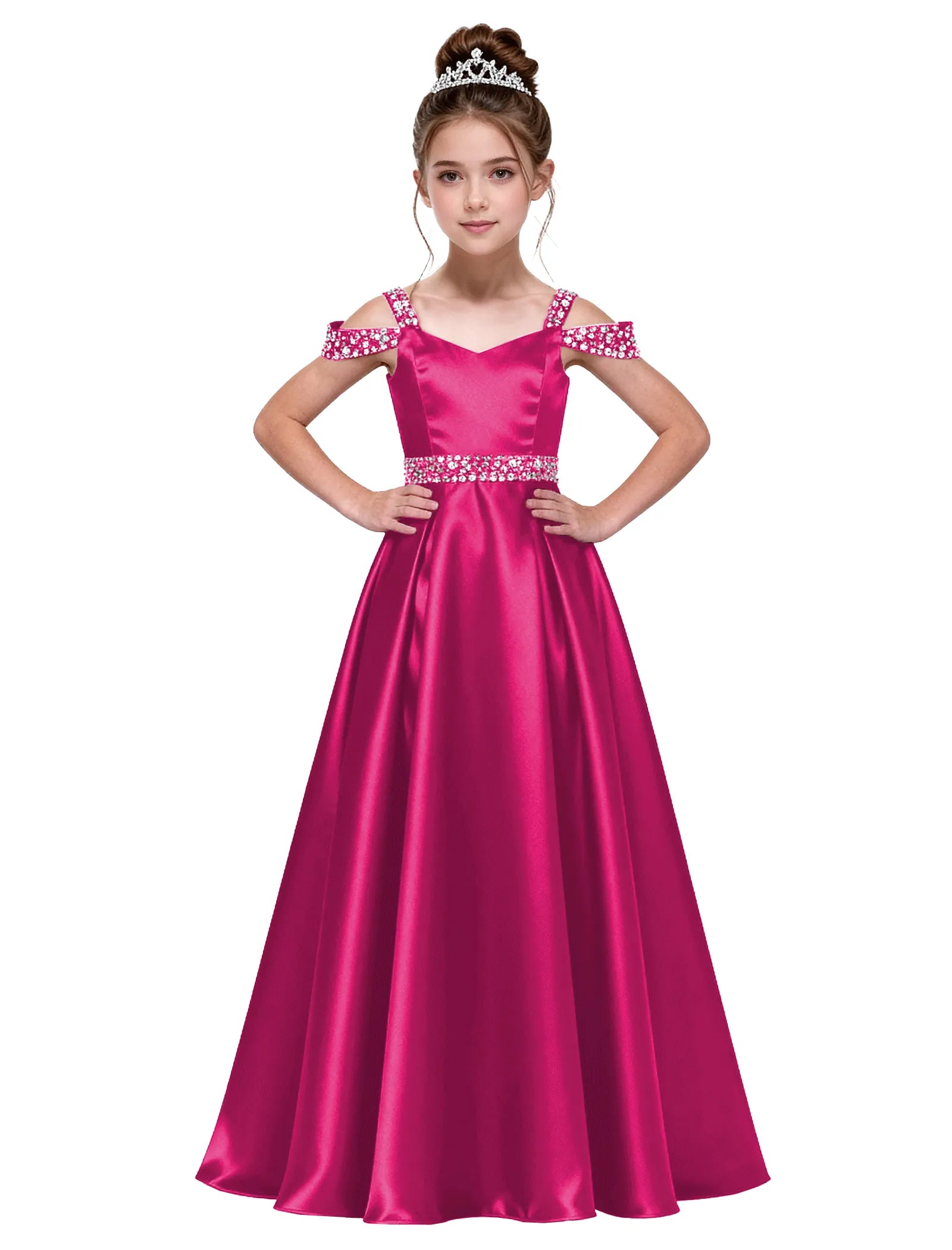 Pearl Blossom Satin Junior Gown