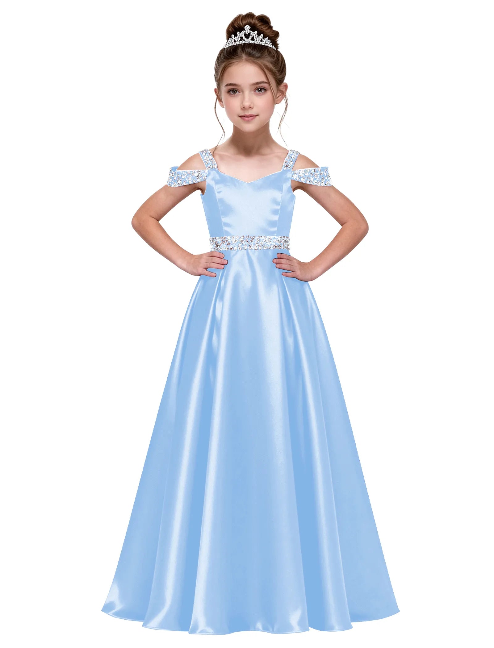 Pearl Blossom Satin Junior Gown