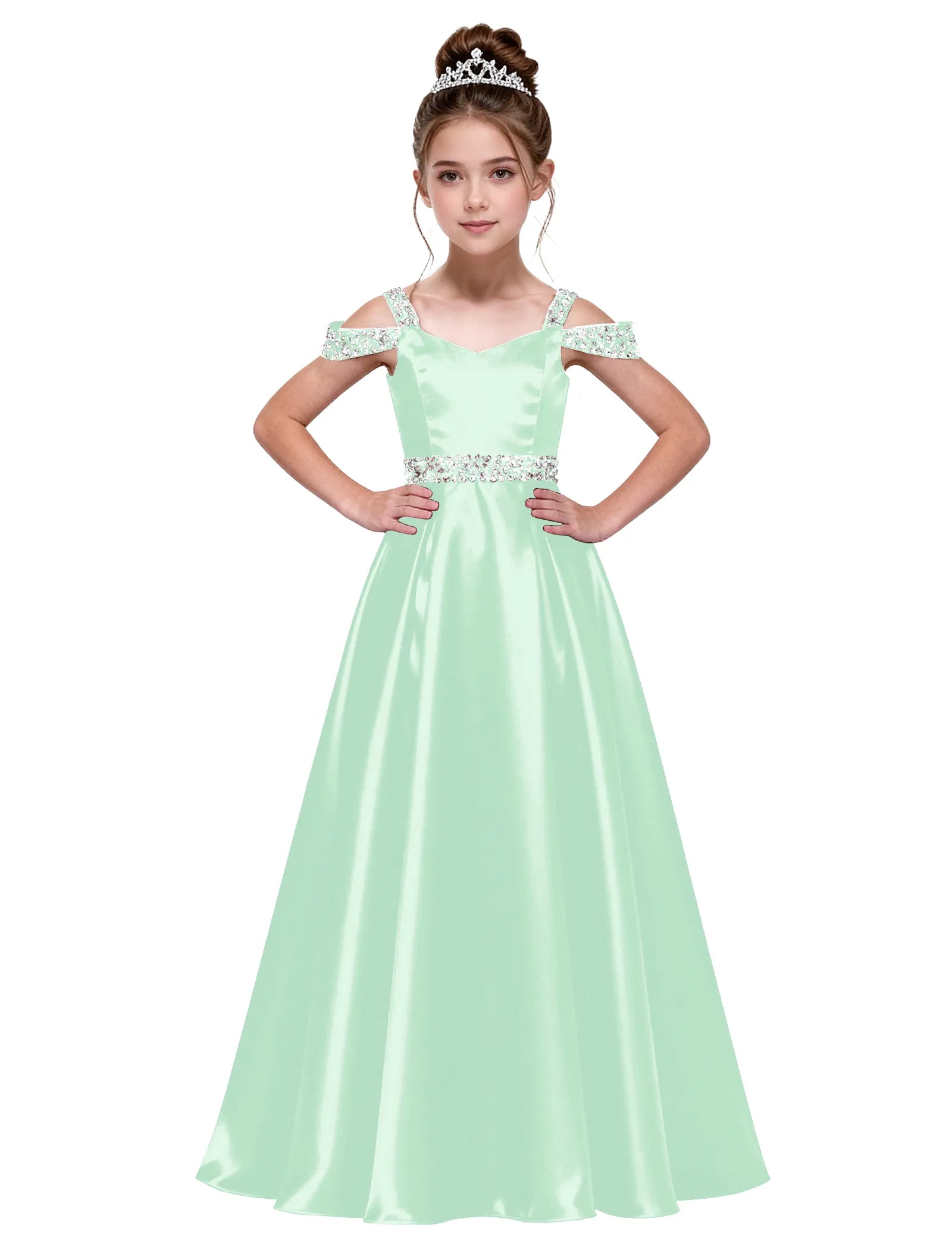 Pearl Blossom Satin Junior Gown