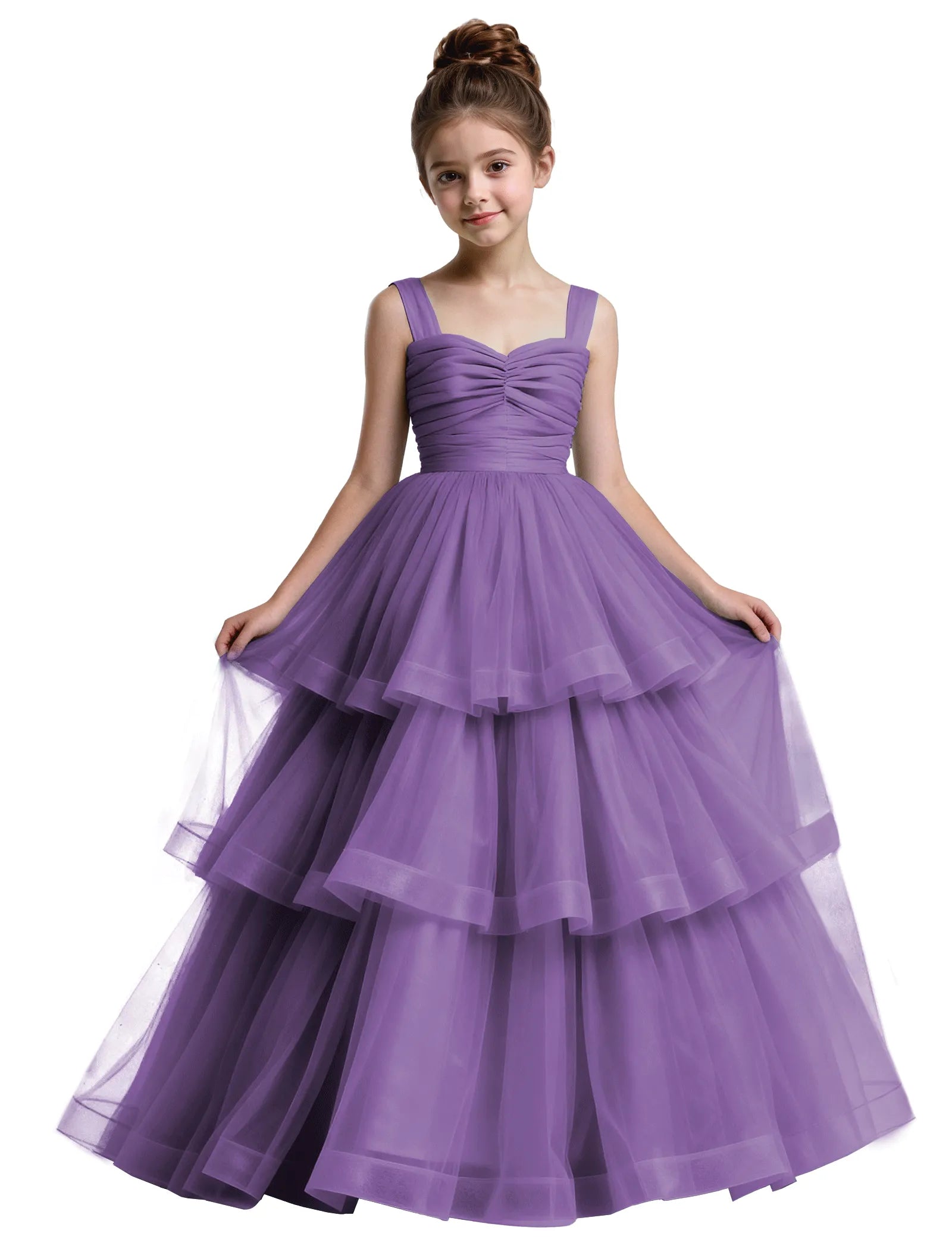 Layered Tulle Princess Ball Gown With Bow Back