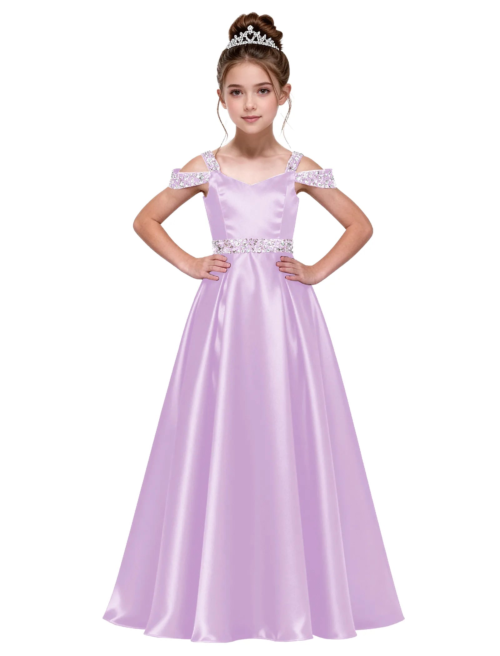 Pearl Blossom Satin Junior Gown