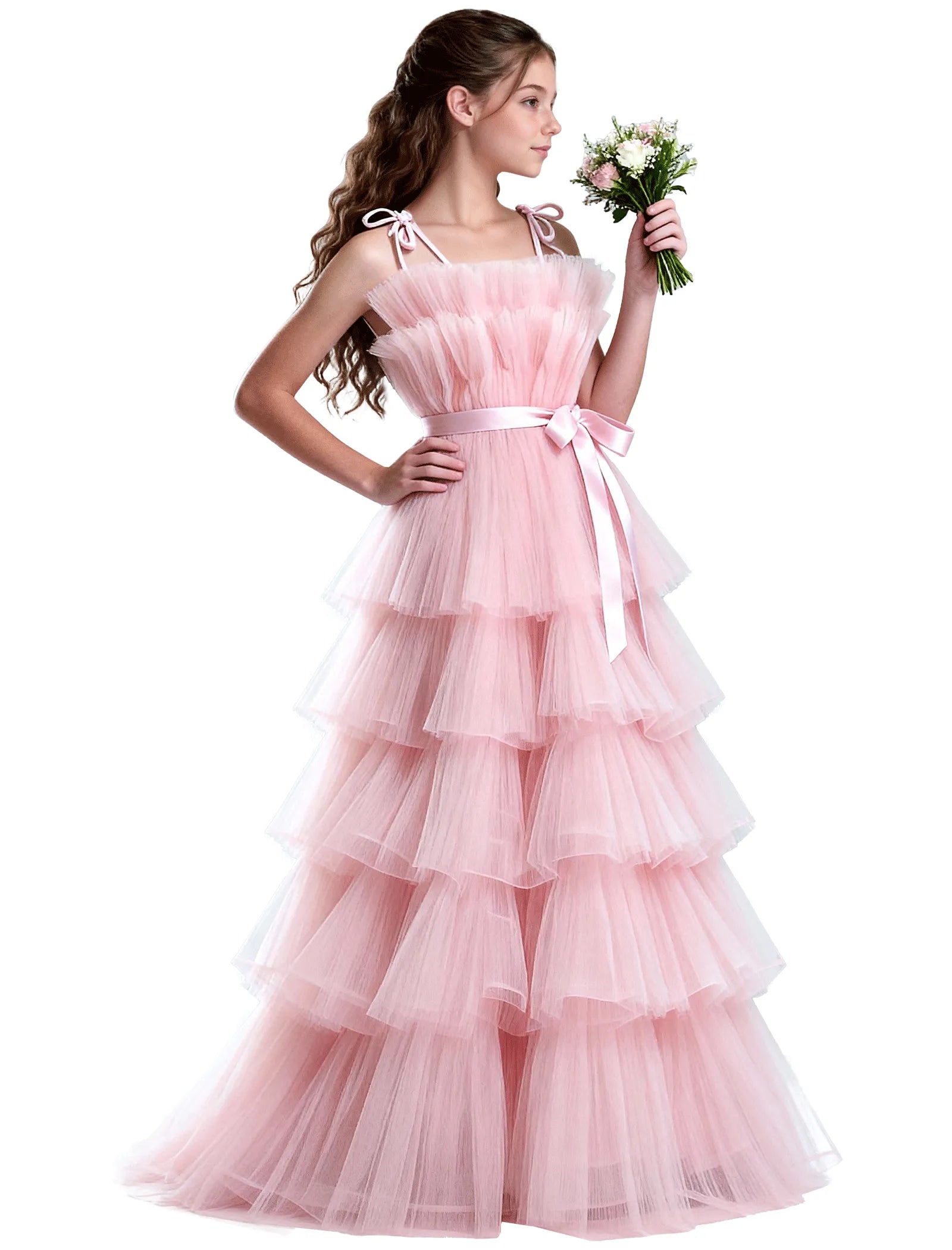 Vestido de princesa sin mangas de encaje