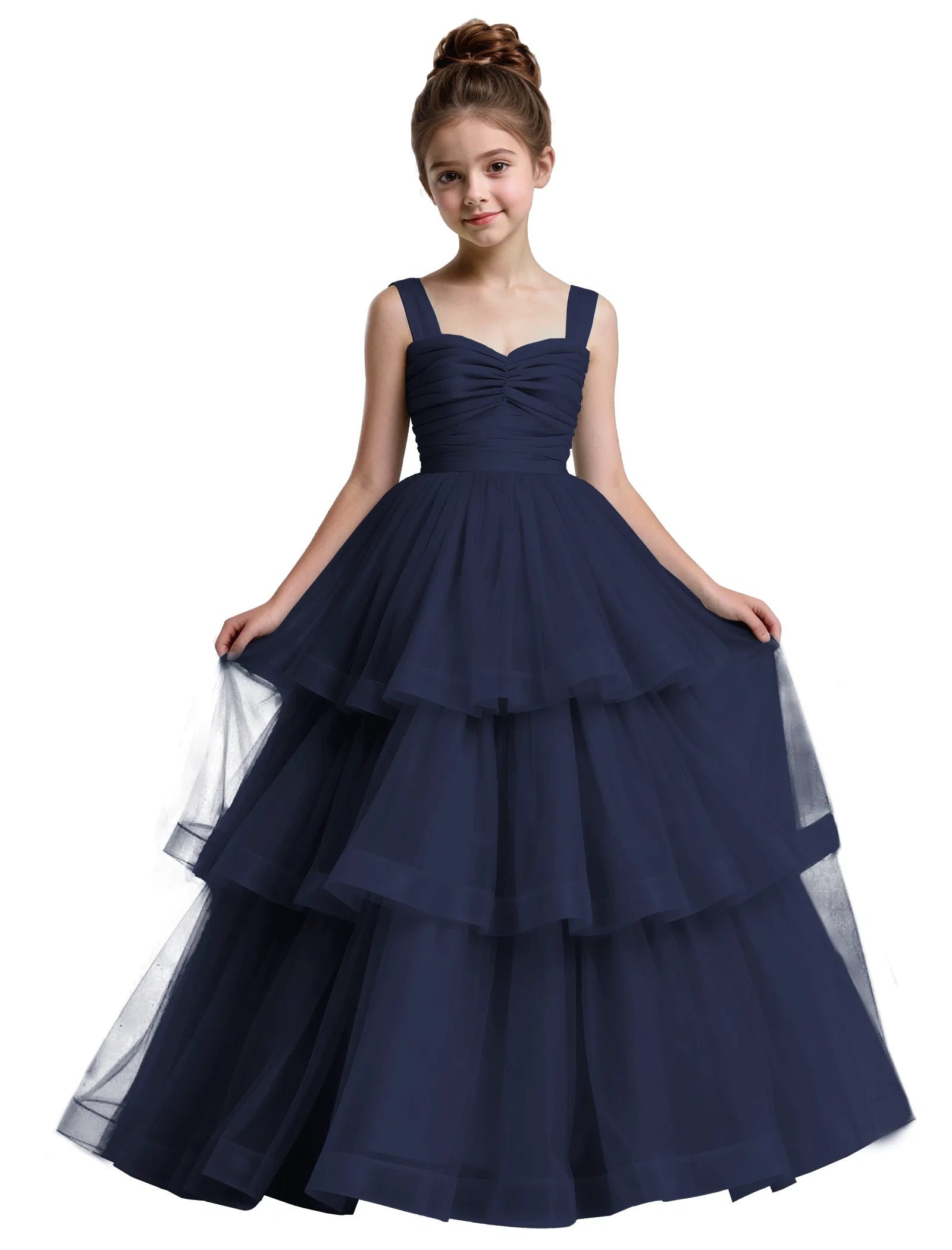 Layered Tulle Princess Ball Gown With Bow Back