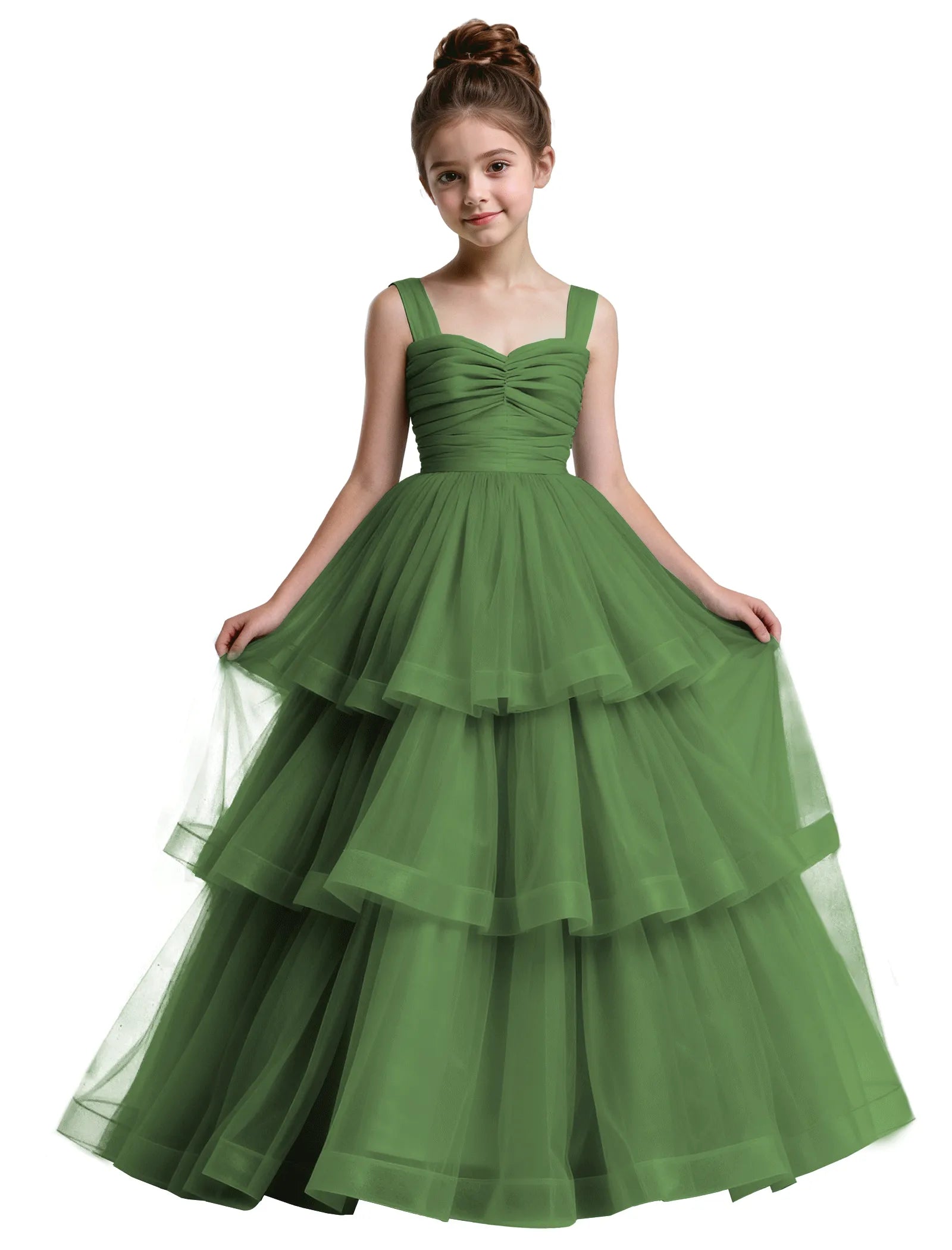 Layered Tulle Princess Ball Gown With Bow Back