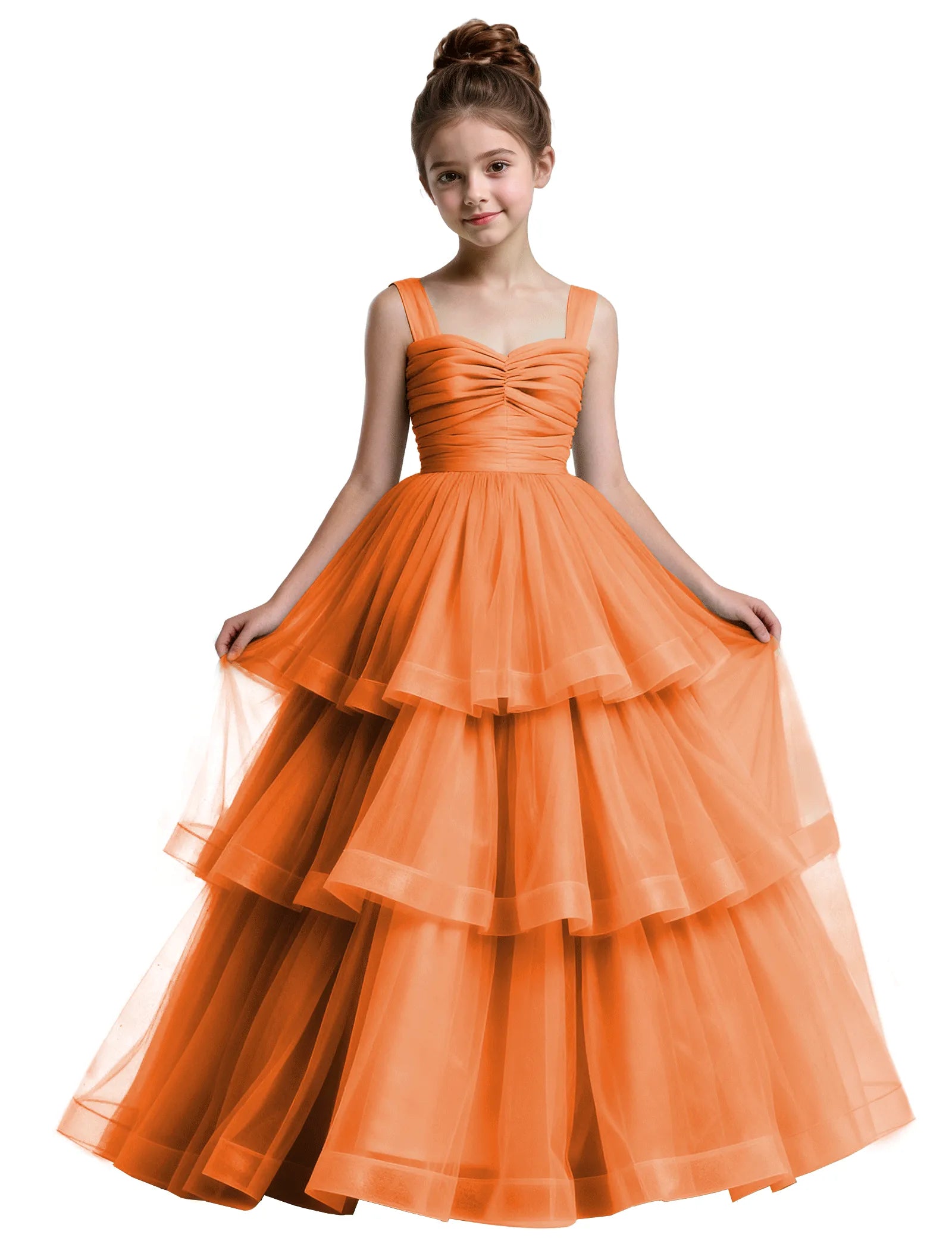 Layered Tulle Princess Ball Gown With Bow Back