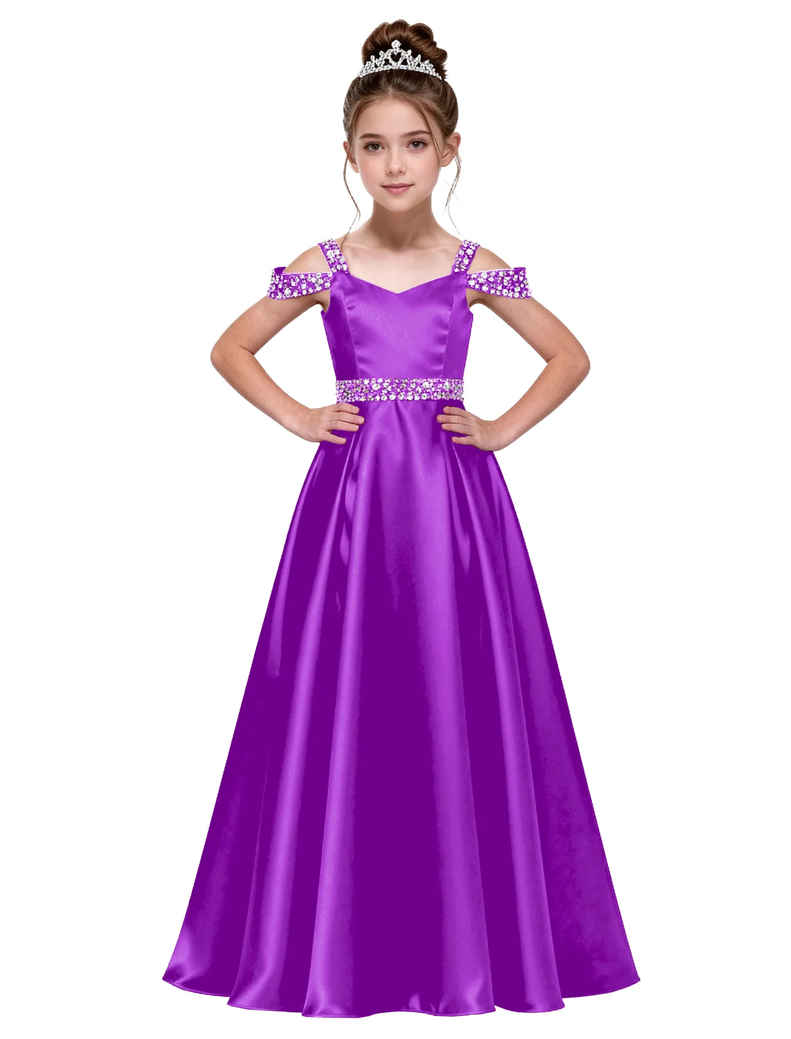 Pearl Blossom Satin Junior Gown
