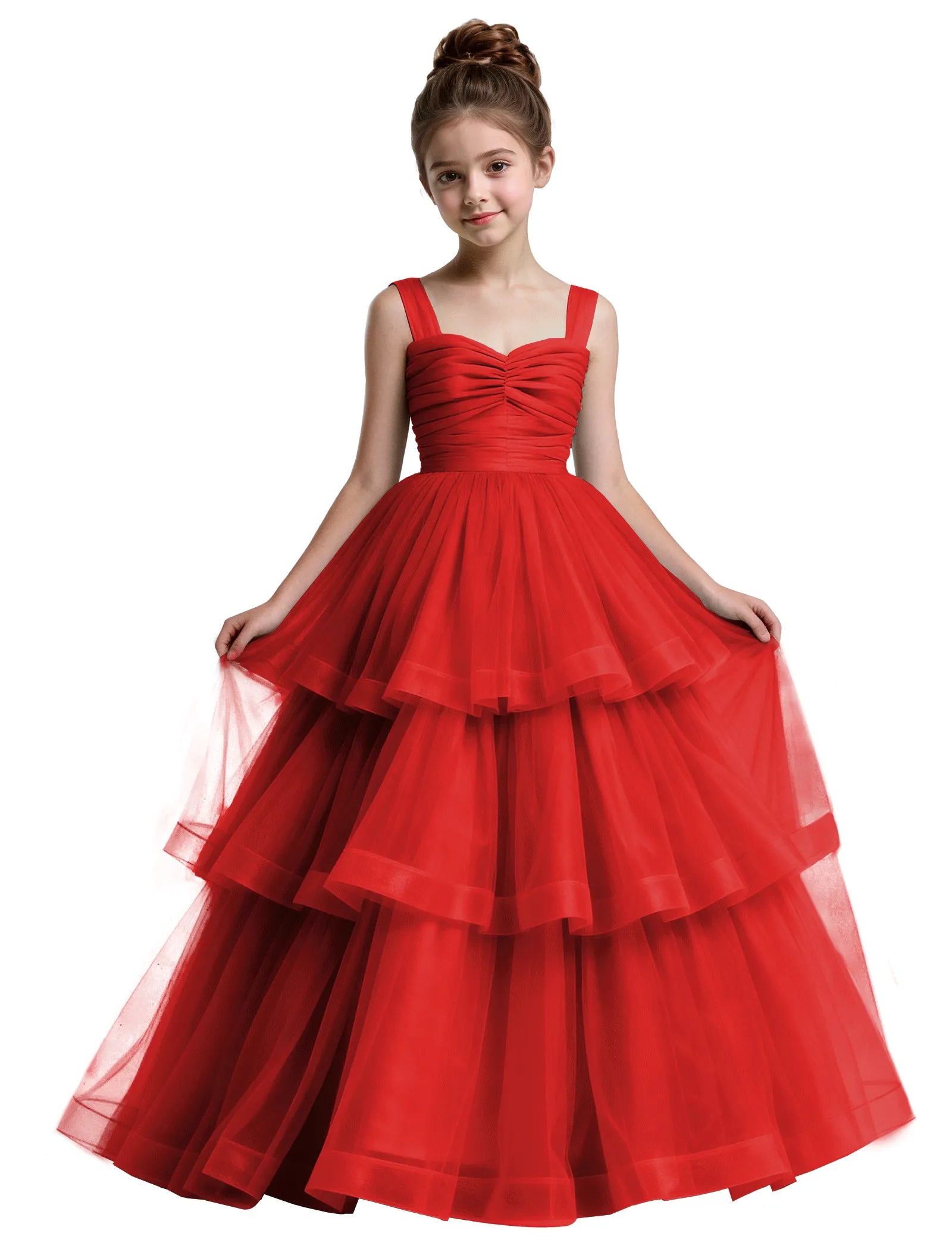 Layered Tulle Princess Ball Gown With Bow Back