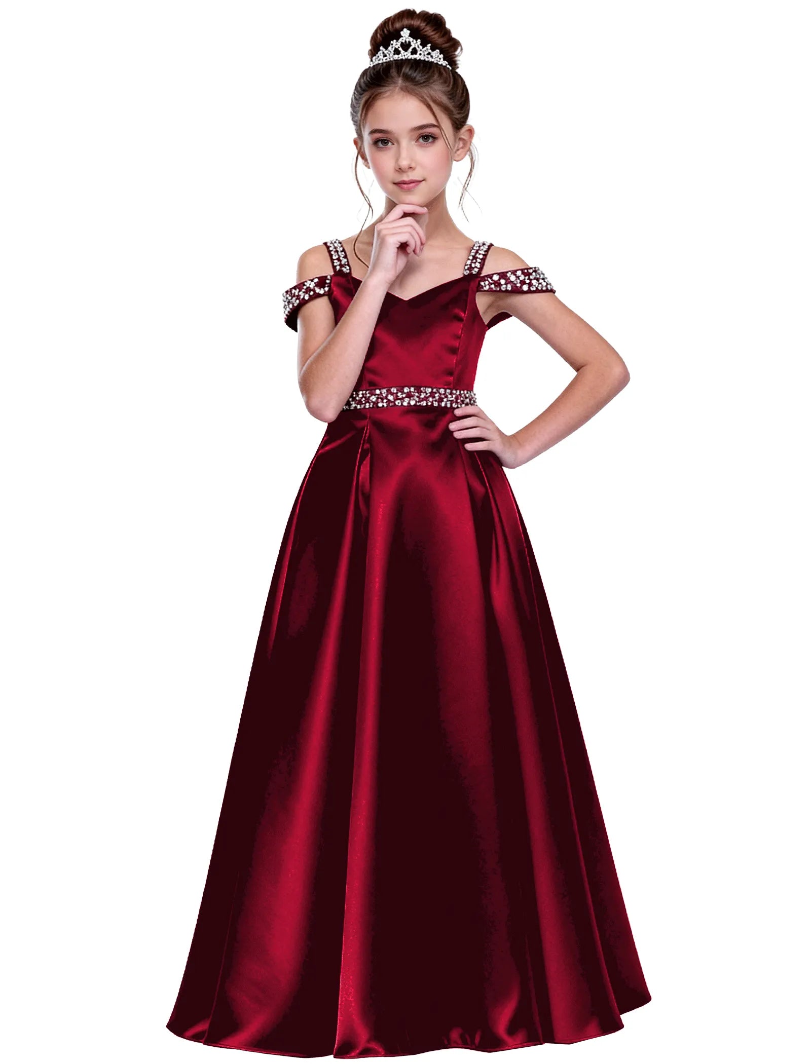 Pearl Blossom Satin Junior Gown